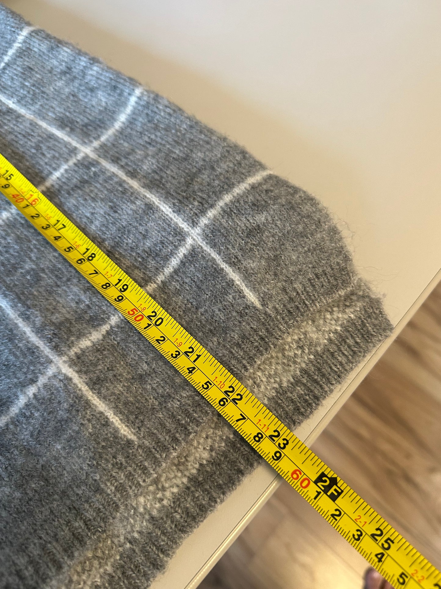 Lumiere Grey Windowpane Plaid Cowl Neck Relaxed Knit Sweater | Size Medium