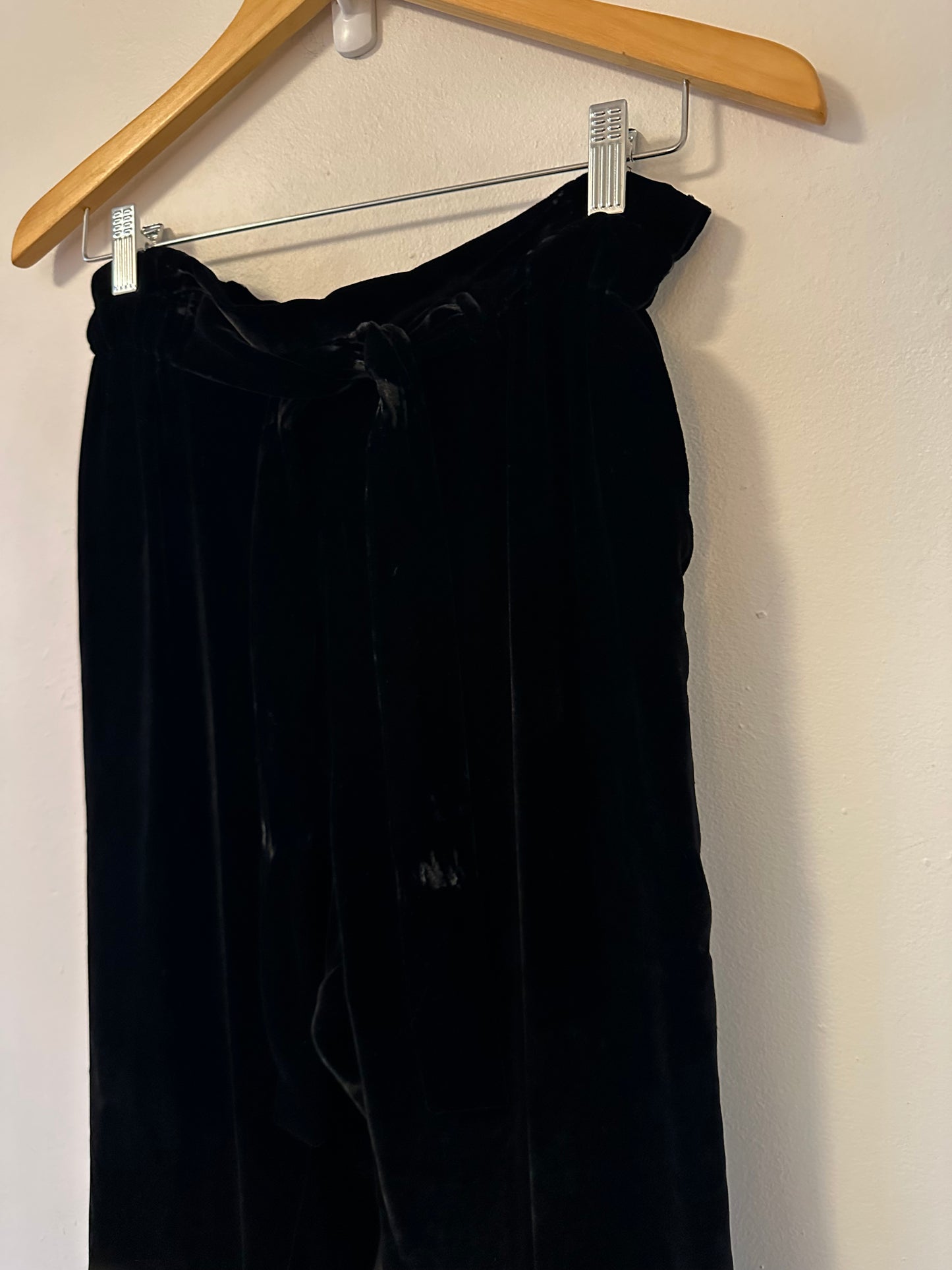 Emerson Fry Black Silk Velvet Paris Pants | Size Small