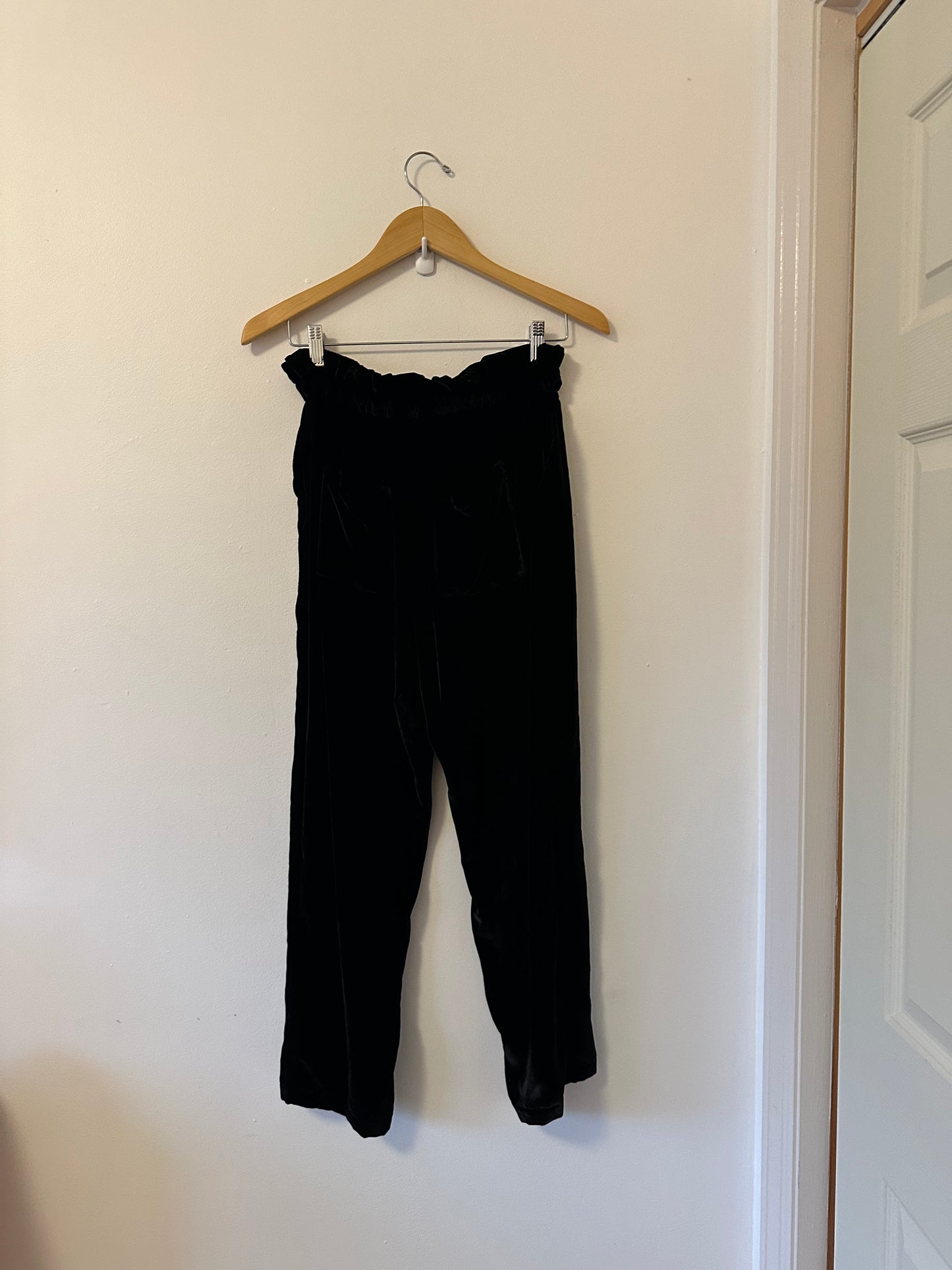 Emerson Fry Black Silk Velvet Paris Pants | Size Small
