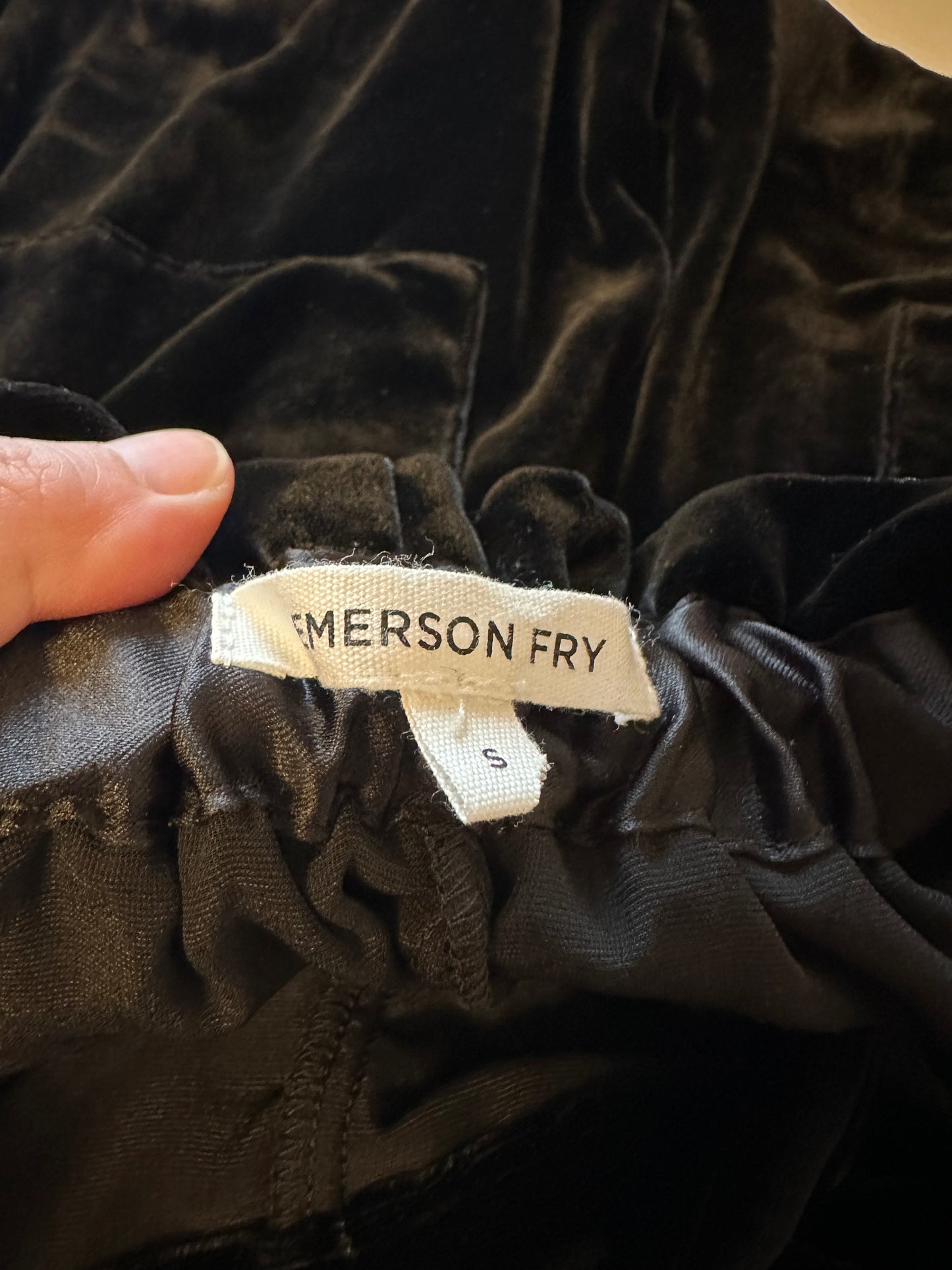Emerson Fry Black Silk Velvet Paris Pants | Size Small