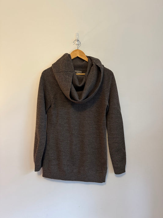 Smartwool 100% Merino Wool Cowl Neck Brown Tunic Sweater | Size Medium