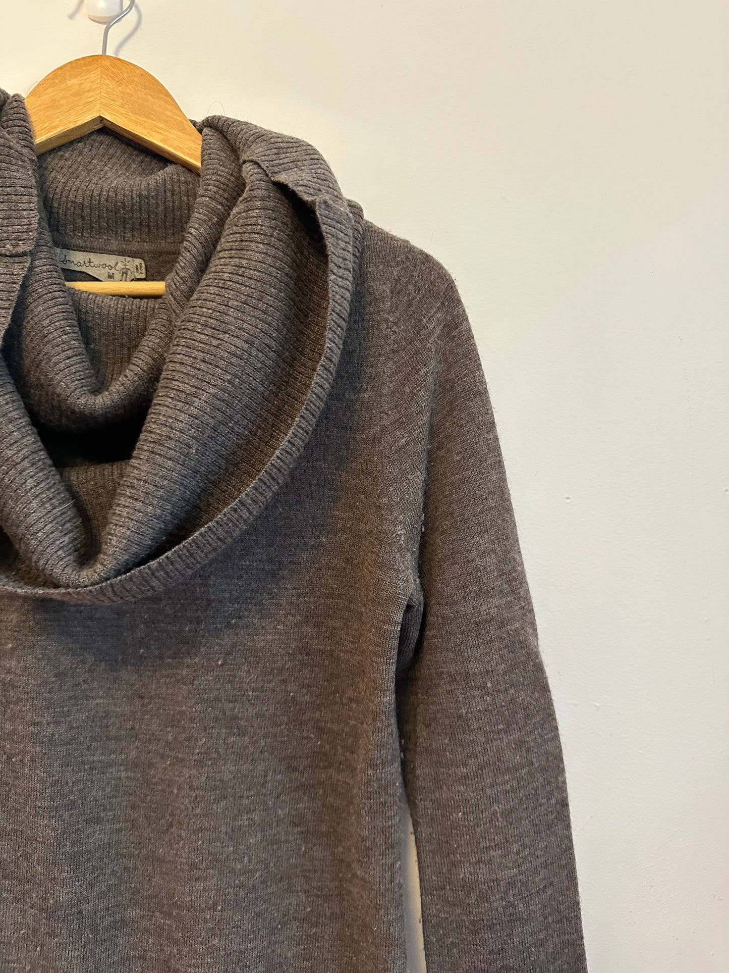 Smartwool 100% Merino Wool Cowl Neck Brown Tunic Sweater | Size Medium