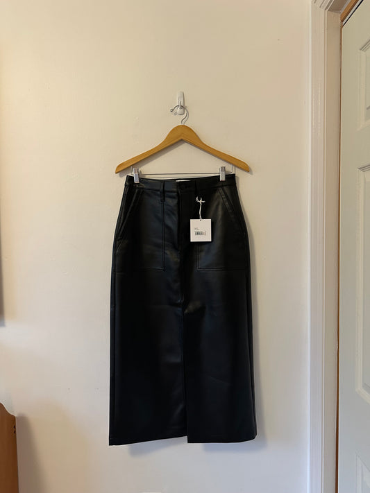 Pistola NWT Alice Utility Black Faux Leather Skirt | Size 28