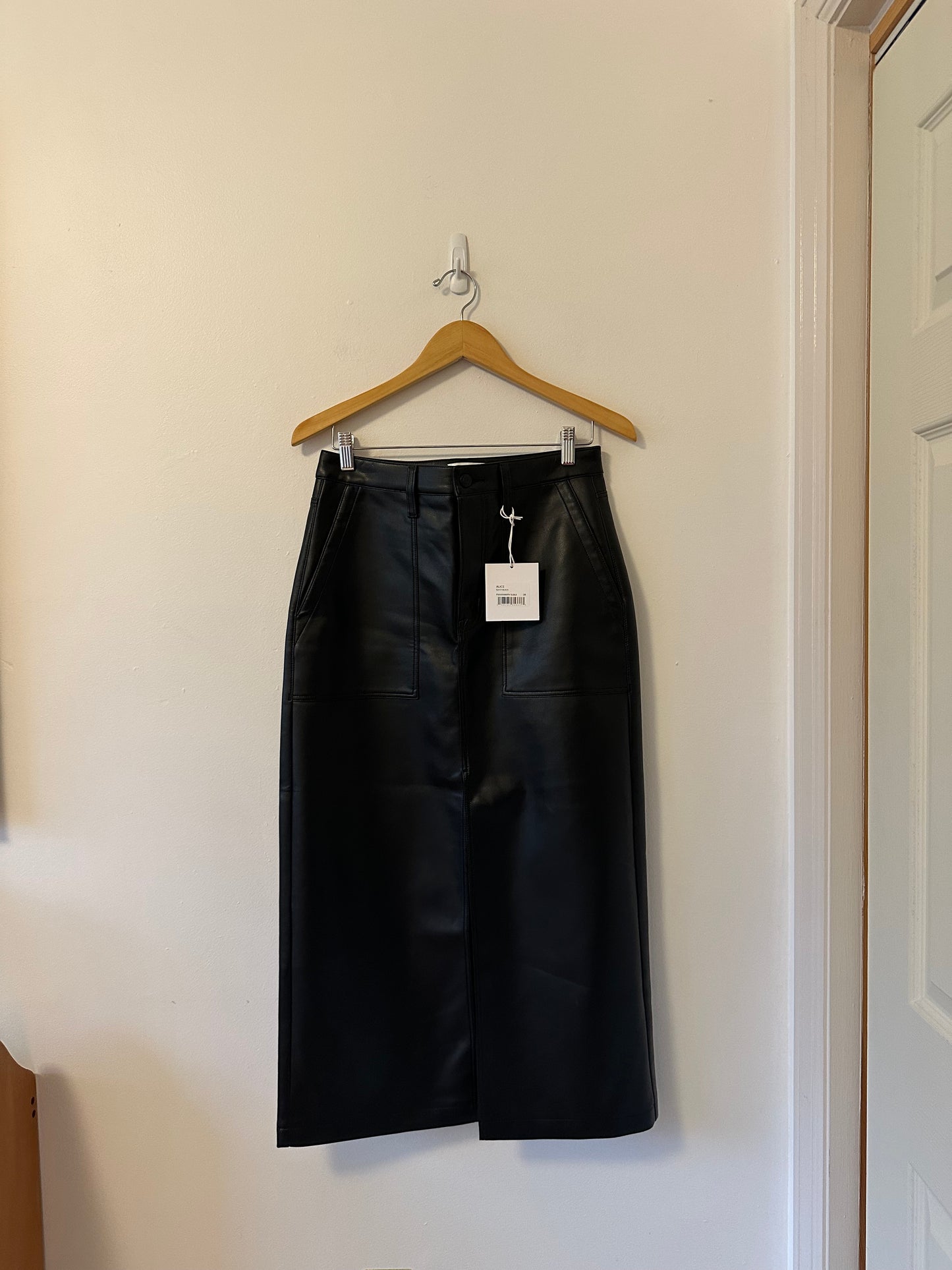 Pistola NWT Alice Utility Black Faux Leather Skirt | Size 28
