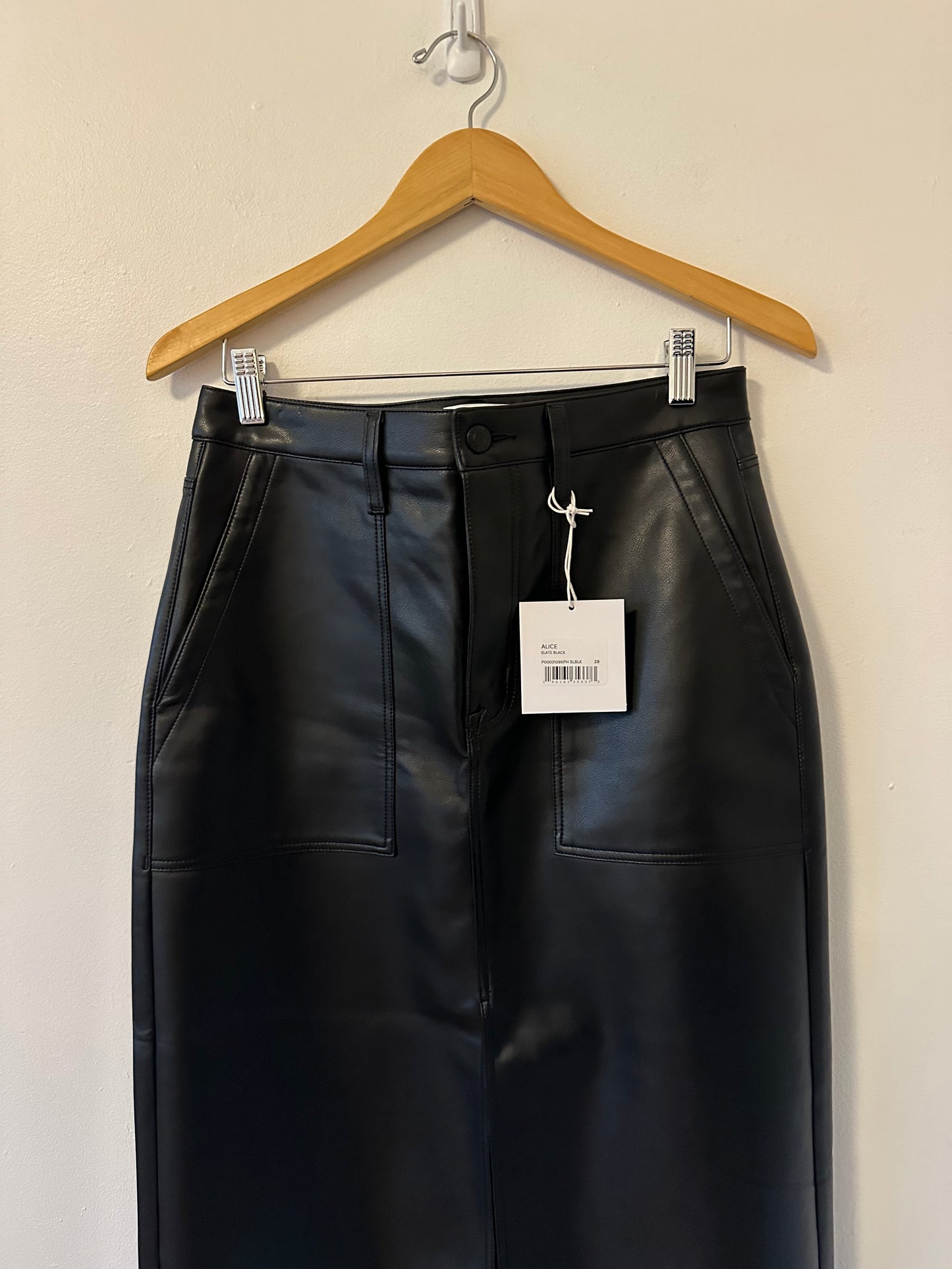 Pistola NWT Alice Utility Black Faux Leather Skirt | Size 28