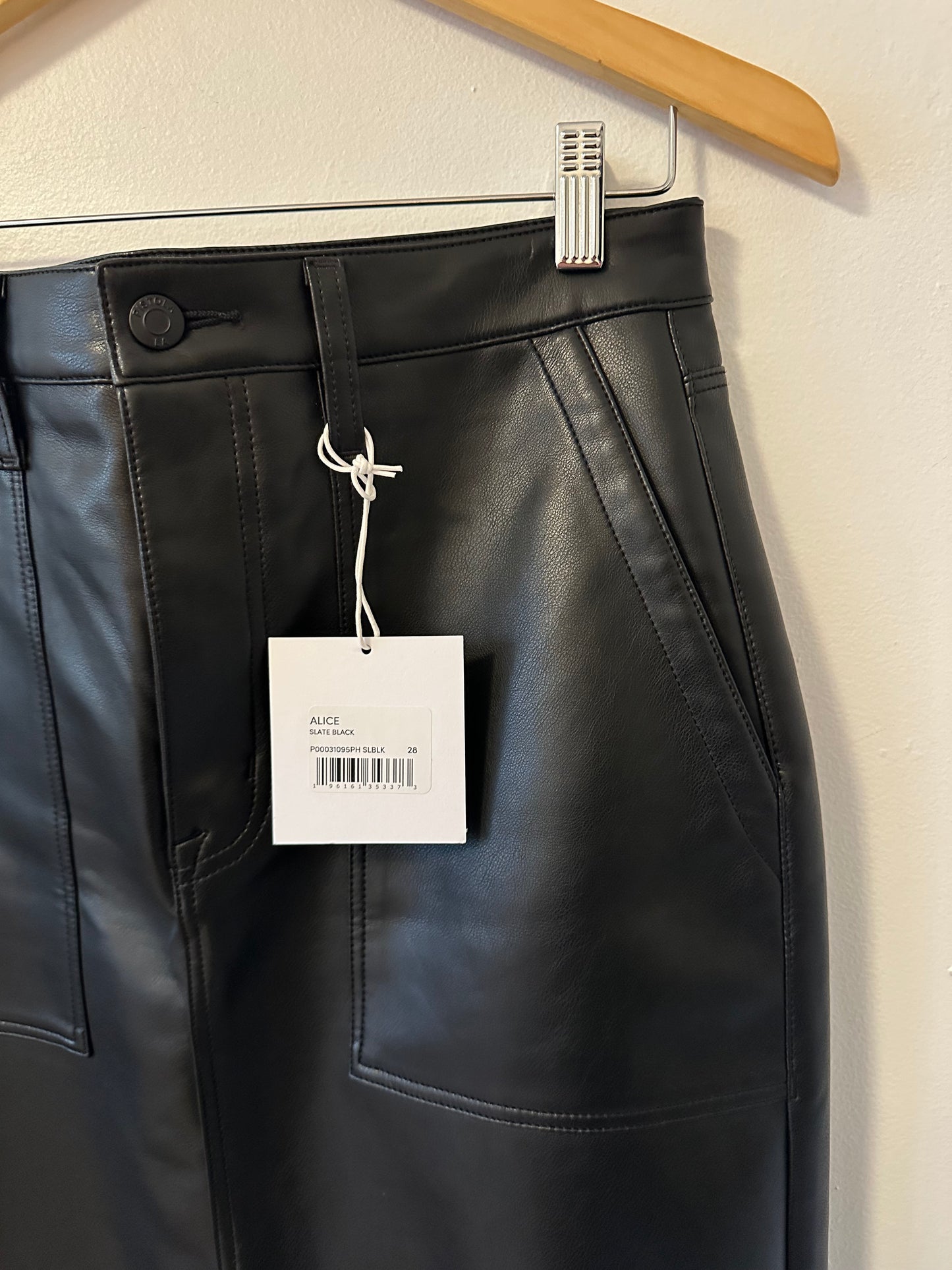 Pistola NWT Alice Utility Black Faux Leather Skirt | Size 28
