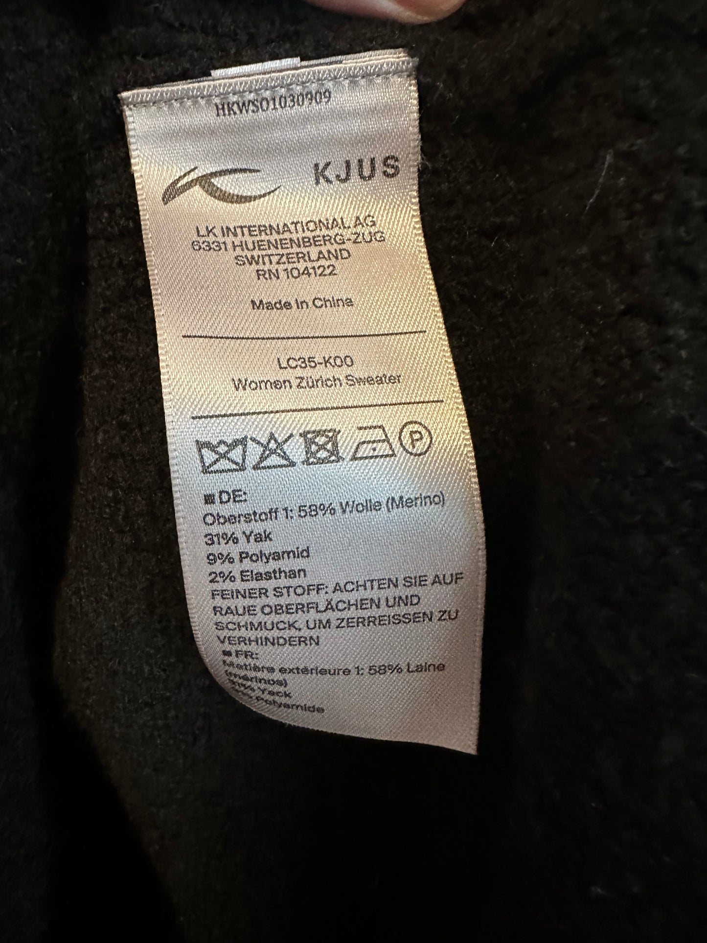KJUS Zurich Black Merino Wool Yak Blend Mock Neck Sweater| Size Medium