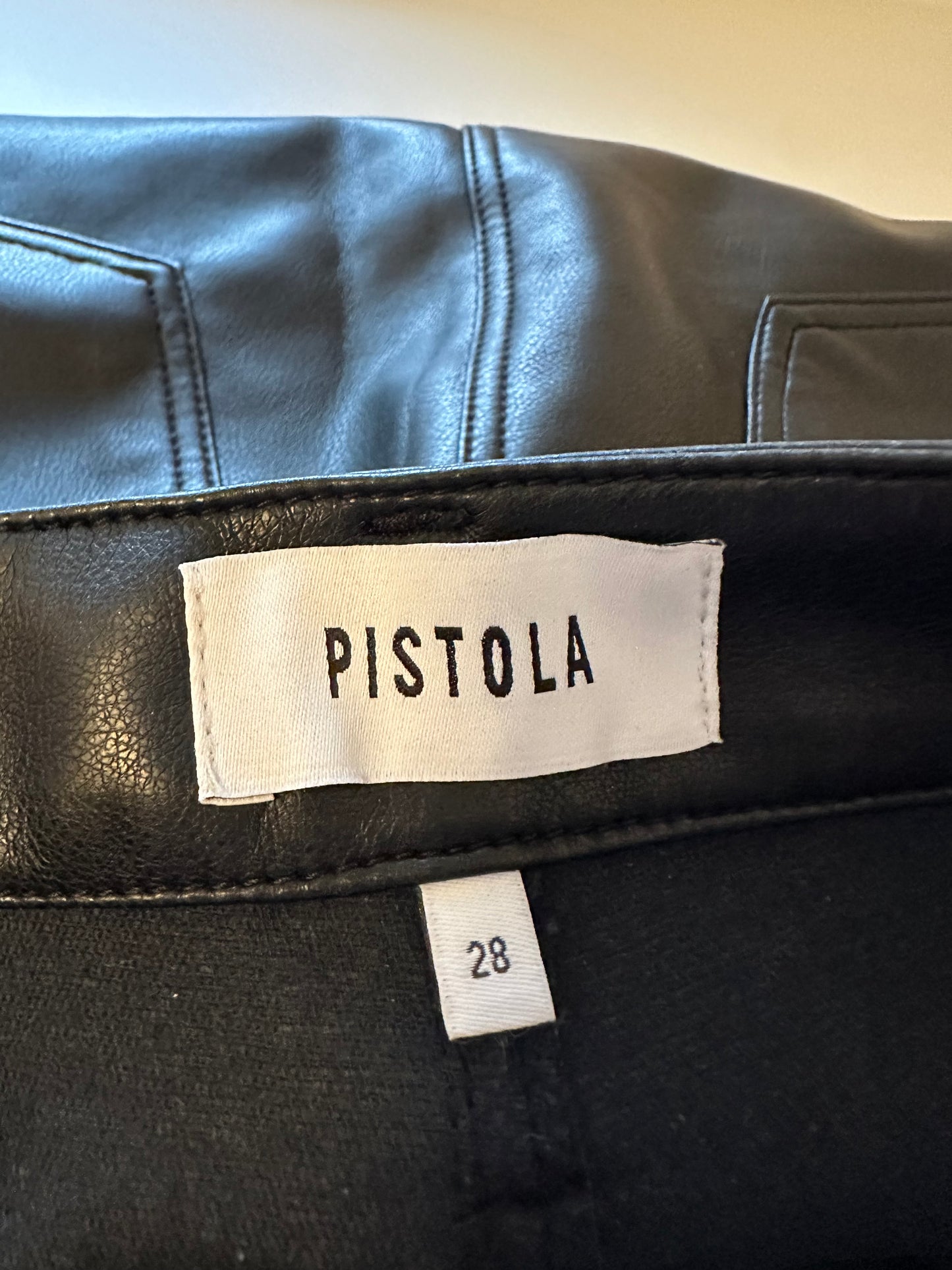 Pistola NWT Alice Utility Black Faux Leather Skirt | Size 28