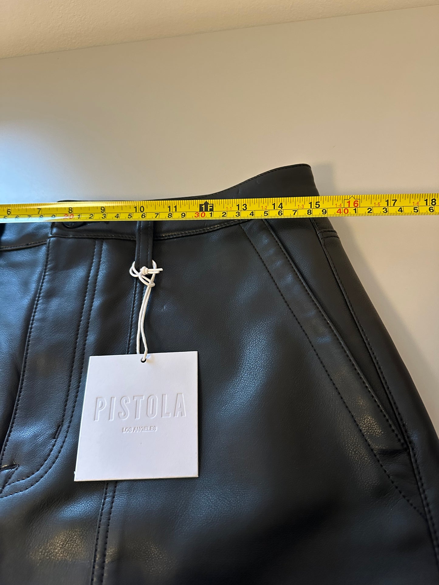 Pistola NWT Alice Utility Black Faux Leather Skirt | Size 28