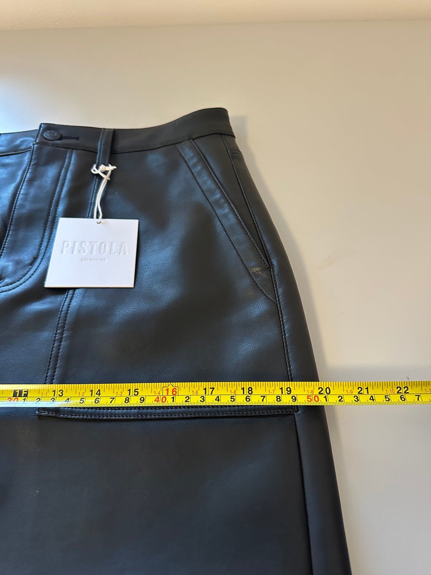 Pistola NWT Alice Utility Black Faux Leather Skirt | Size 28