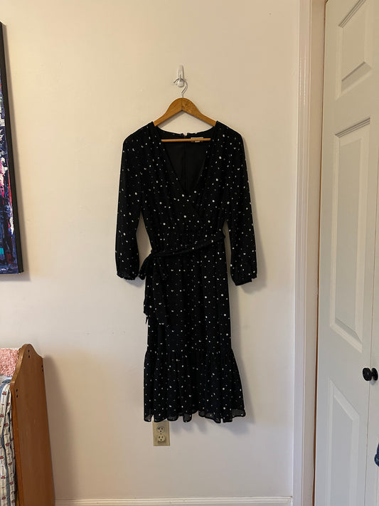 Point Sur Faux Wrap Dress in Crinkle Chiffon | Size 4