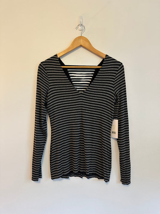 NWT Bailey 44 Striped Long Sleeve V-Neck Ladder Cutout Top | Size Medium