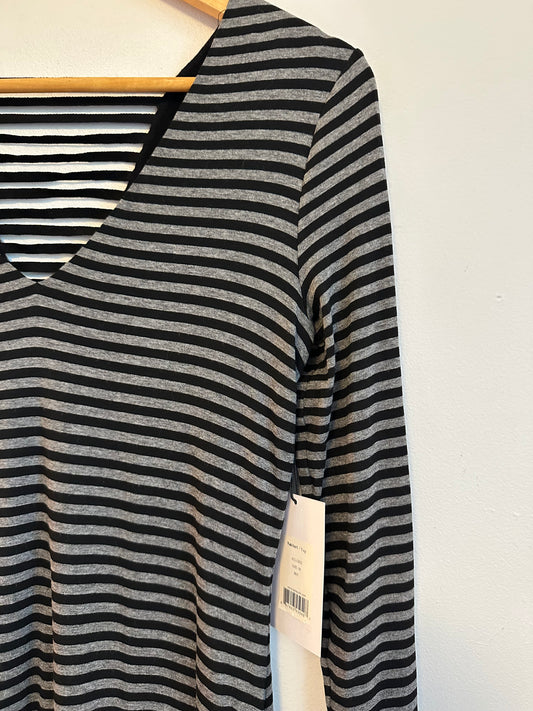 NWT Bailey 44 Striped Long Sleeve V-Neck Ladder Cutout Top | Size Medium