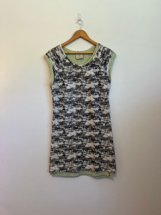 Maison Scotch Layered Mini Dress in Sage Green | Size 1 (Small)