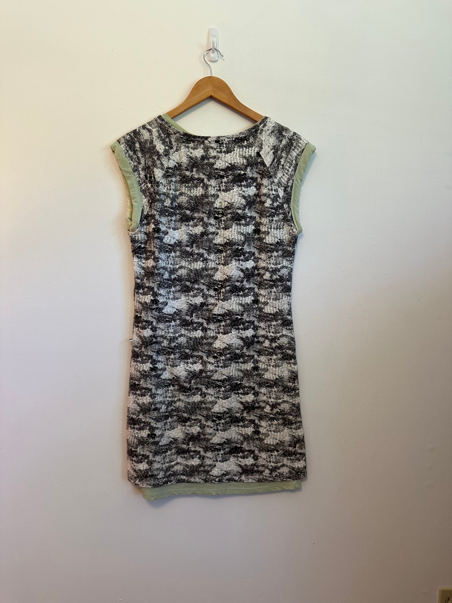 Maison Scotch Layered Mini Dress in Sage Green | Size 1 (Small)