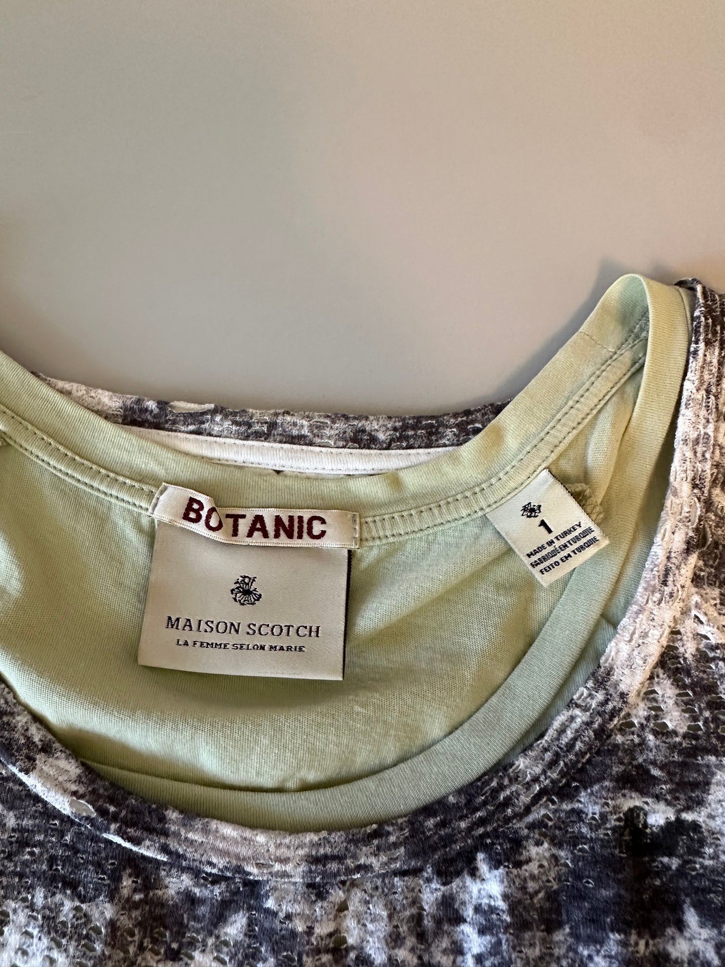 Maison Scotch Layered Mini Dress in Sage Green | Size 1 (Small)