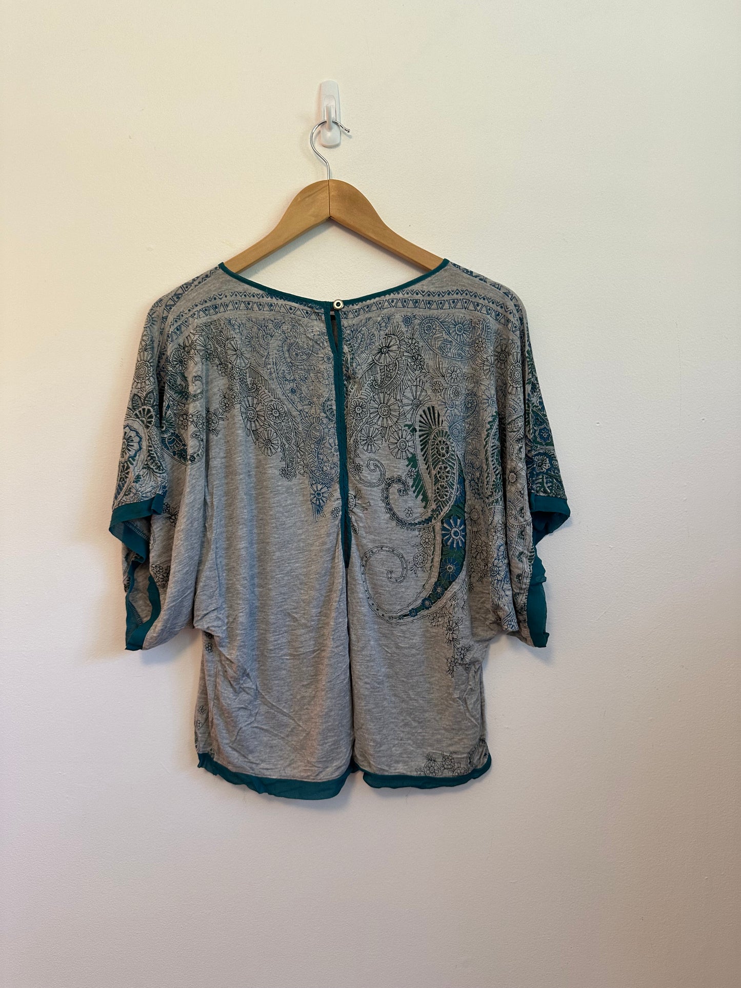 Language Paisley Dolman Sleeve Silk Blend Top | Size Small