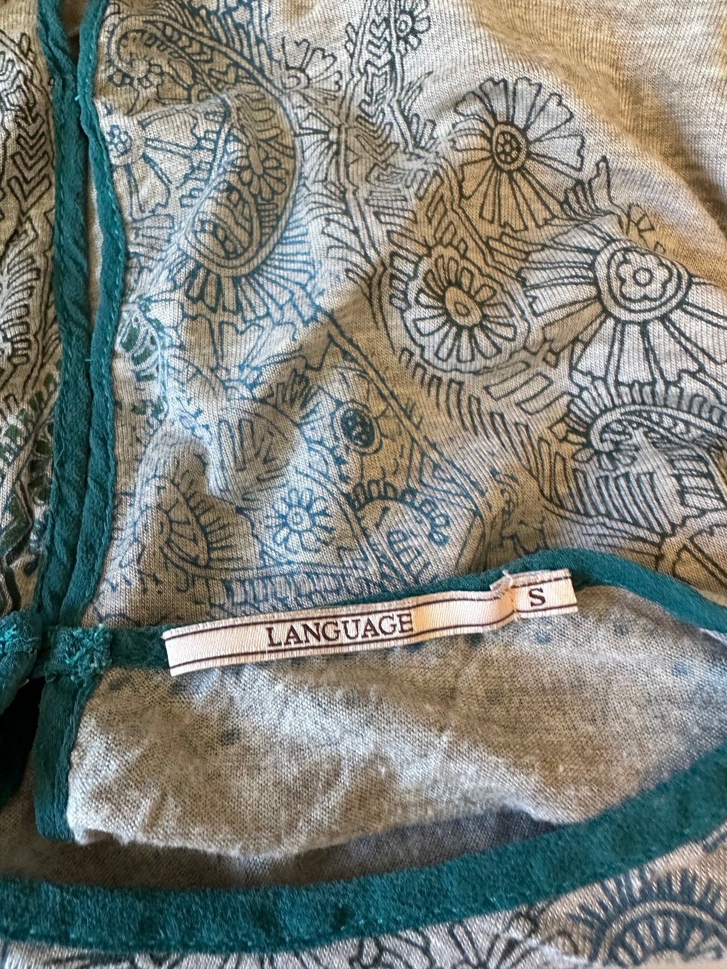 Language Paisley Dolman Sleeve Silk Blend Top | Size Small