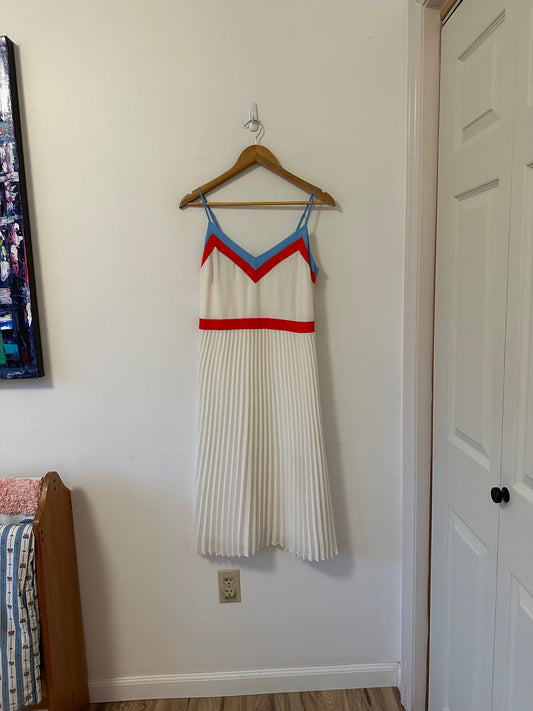 Banana Republic Ivory Pleated Colorblock Dress | Size 6
