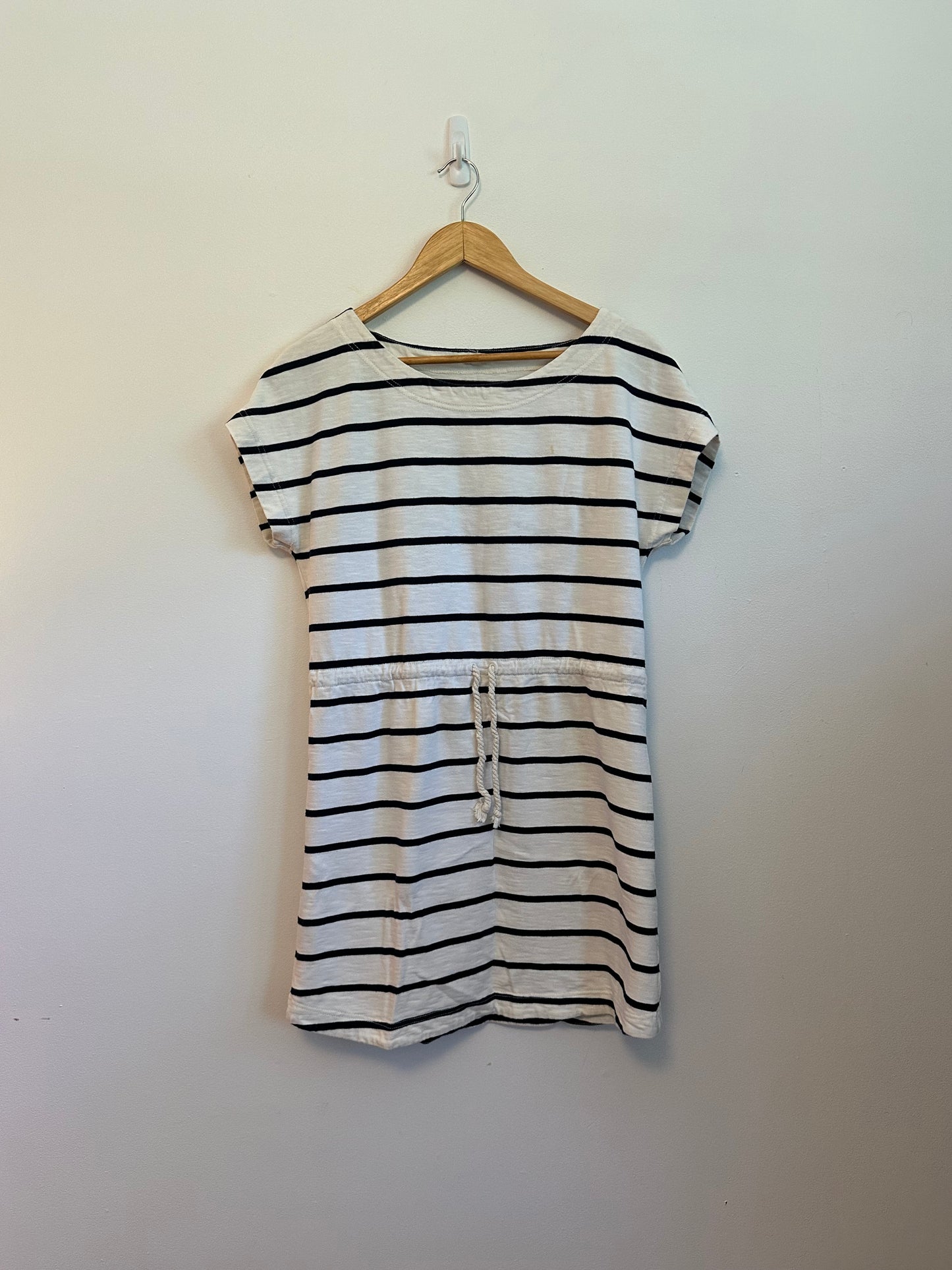 J .Crew Striped Cotton Drawstring T-Shirt Dress in Navy and White | Size Small