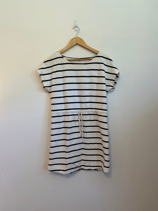 J .Crew Striped Cotton Drawstring T-Shirt Dress in Navy and White | Size Small