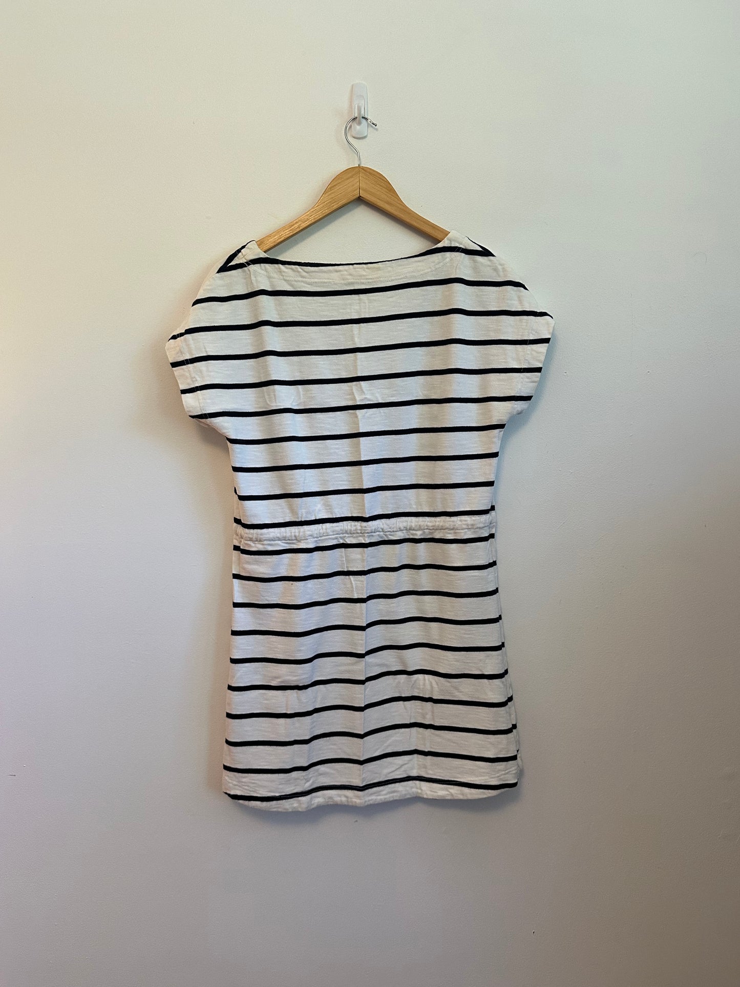 J .Crew Striped Cotton Drawstring T-Shirt Dress in Navy and White | Size Small