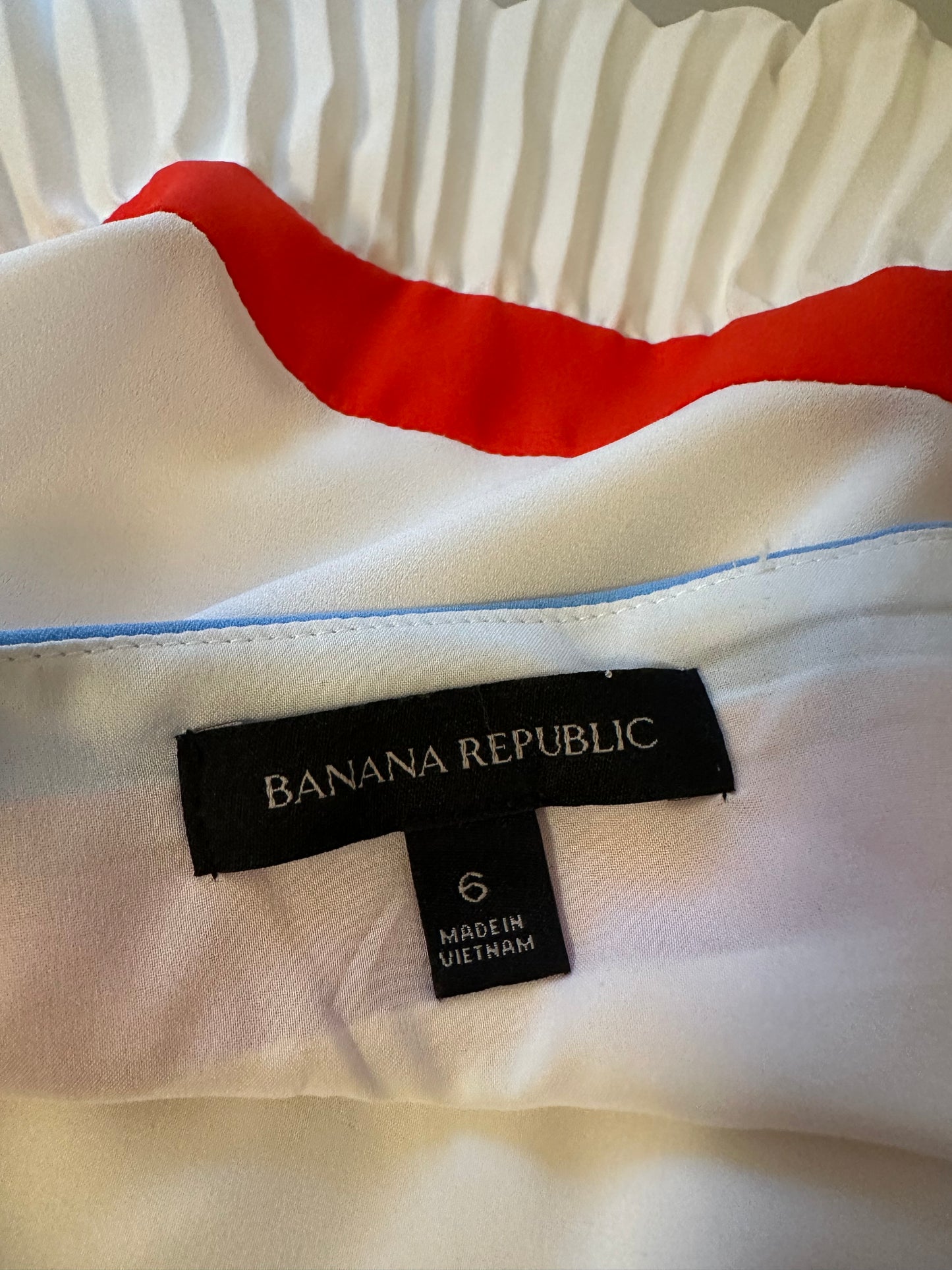 Banana Republic Ivory Pleated Colorblock Dress | Size 6