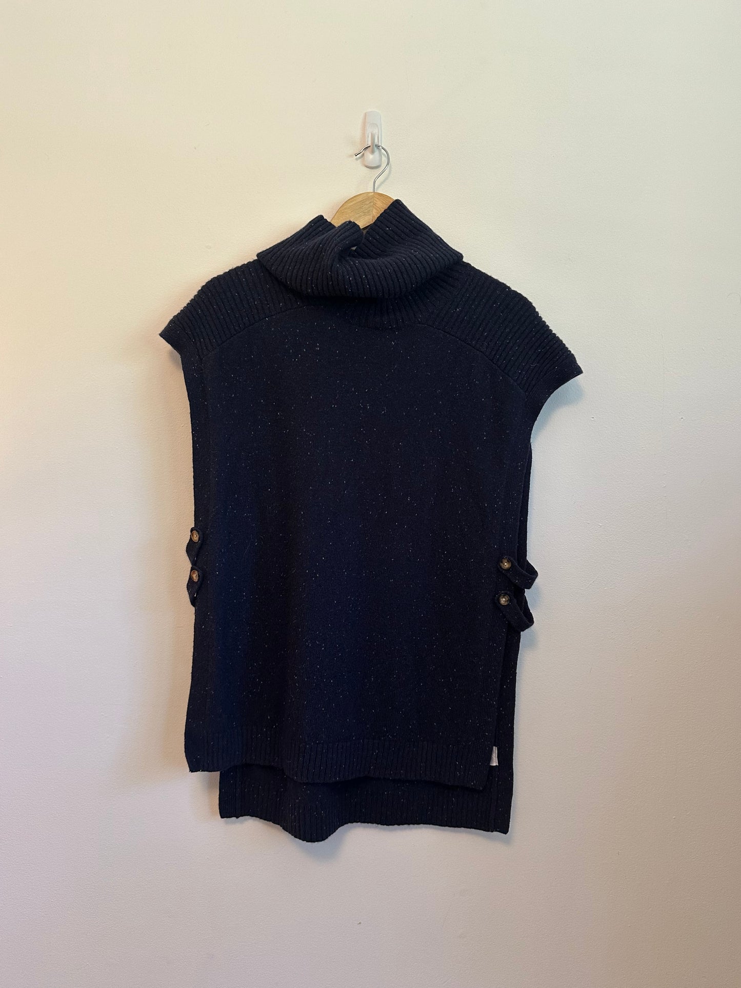 Pendleton Navy Blue Speckled Lambswool and Yak Hair Poncho Sweater Vest