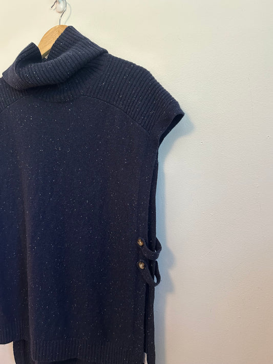 Pendleton Navy Blue Speckled Lambswool and Yak Hair Poncho Sweater Vest