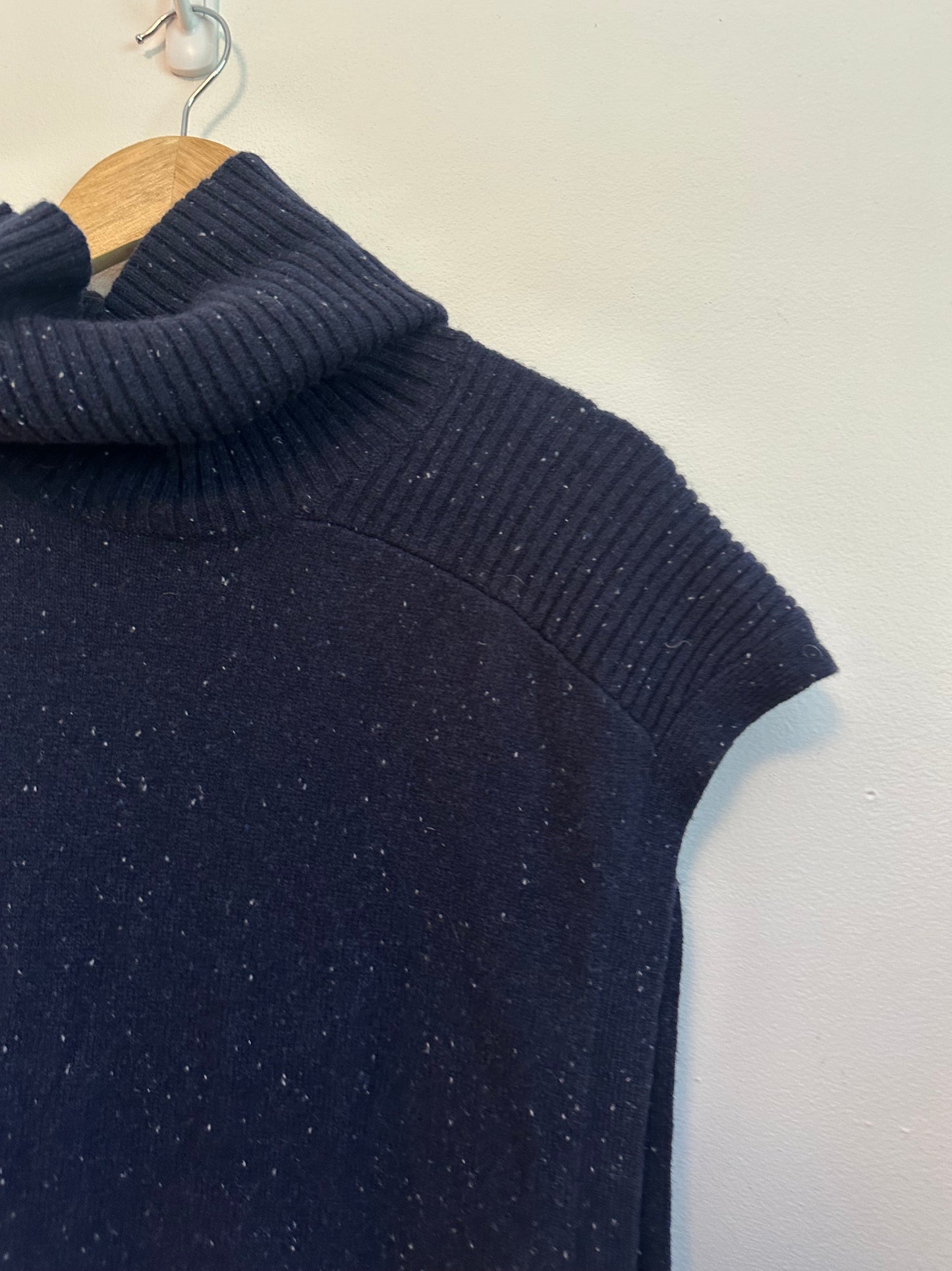 Pendleton Navy Blue Speckled Lambswool and Yak Hair Poncho Sweater Vest