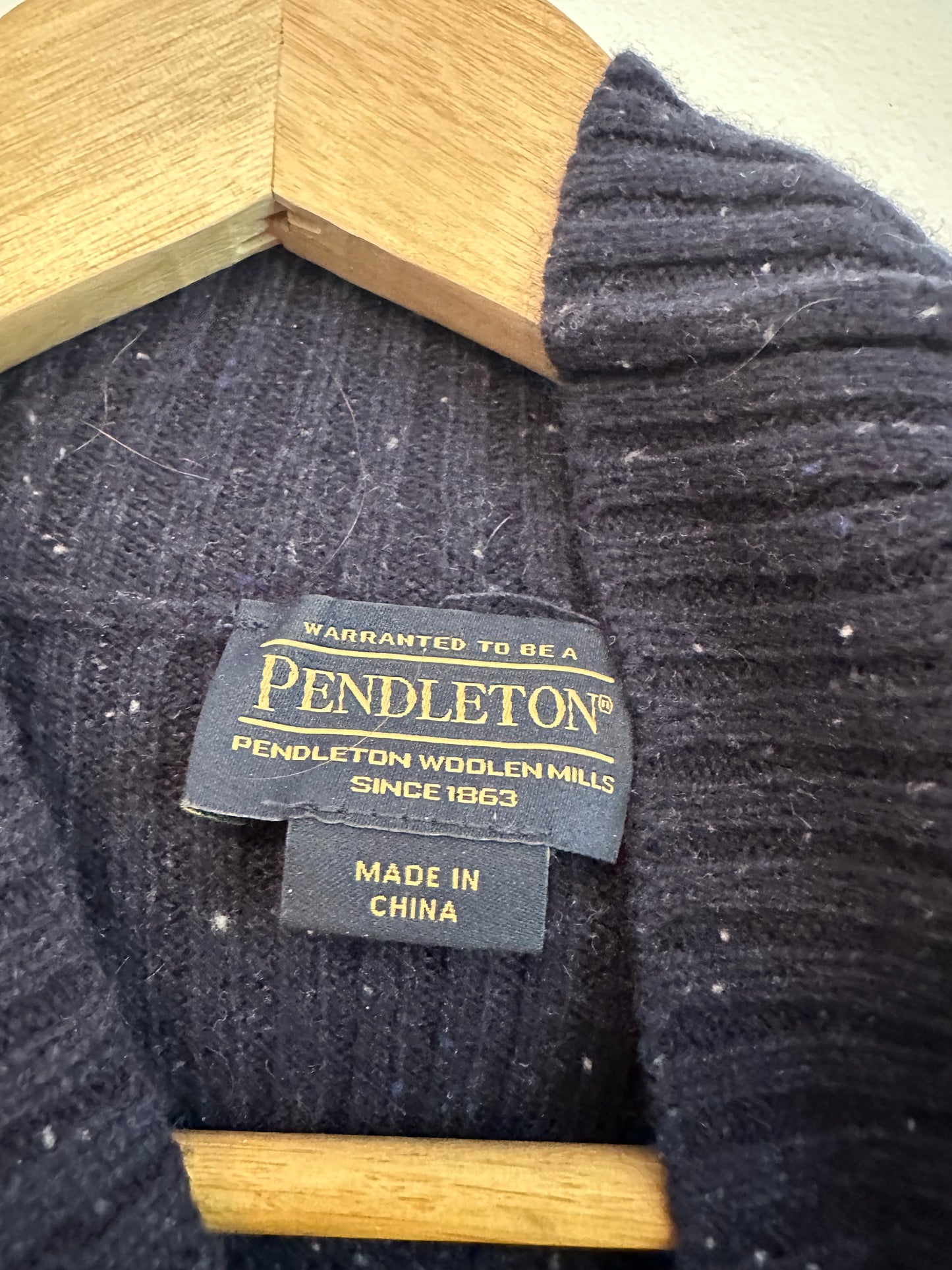 Pendleton Navy Blue Speckled Lambswool and Yak Hair Poncho Sweater Vest