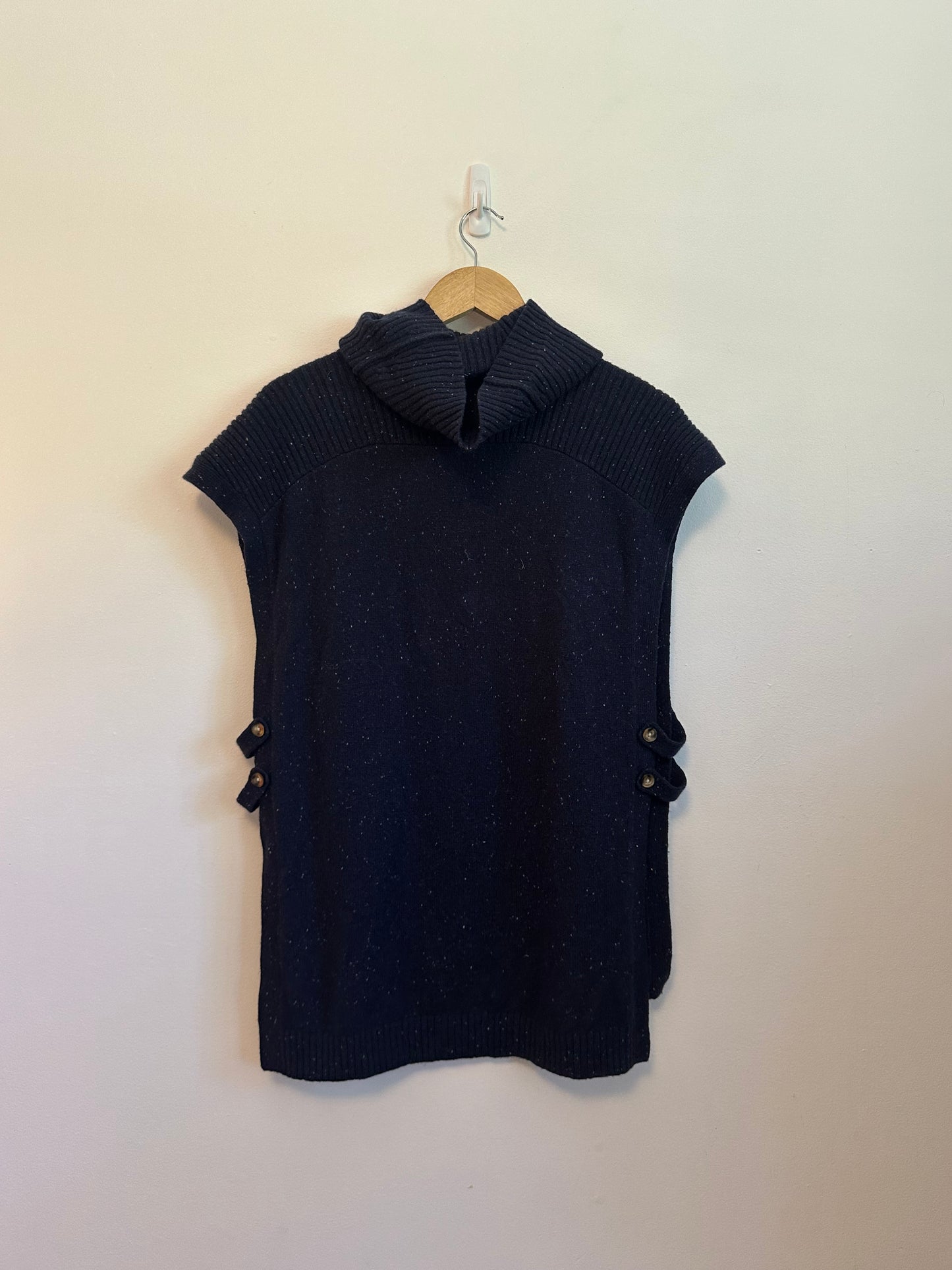 Pendleton Navy Blue Speckled Lambswool and Yak Hair Poncho Sweater Vest