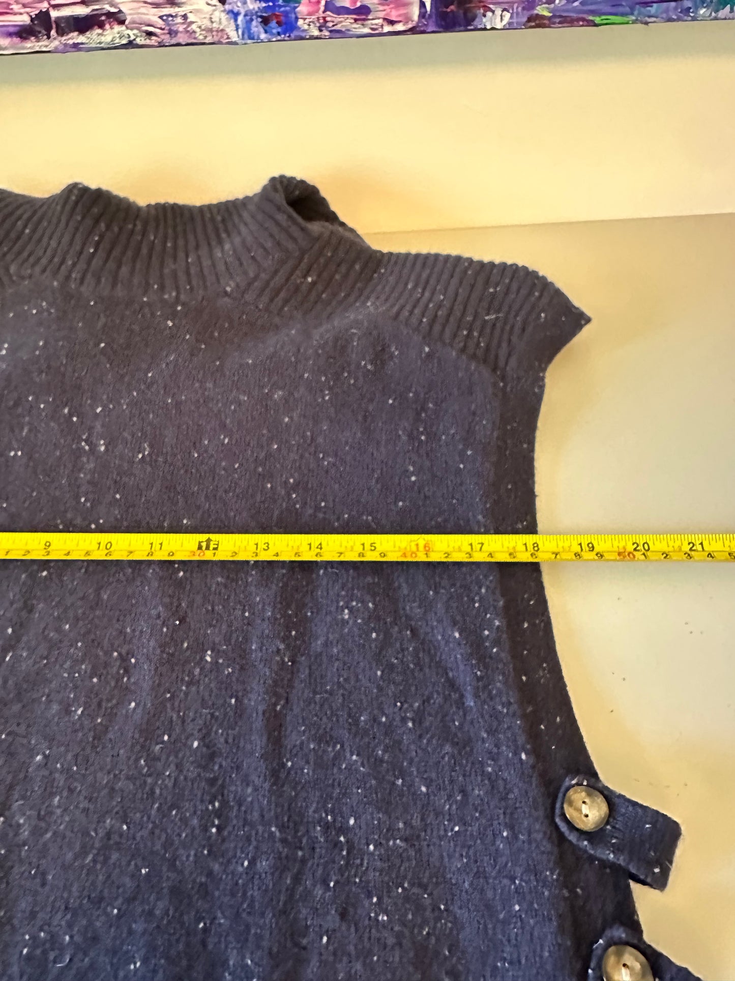 Pendleton Navy Blue Speckled Lambswool and Yak Hair Poncho Sweater Vest