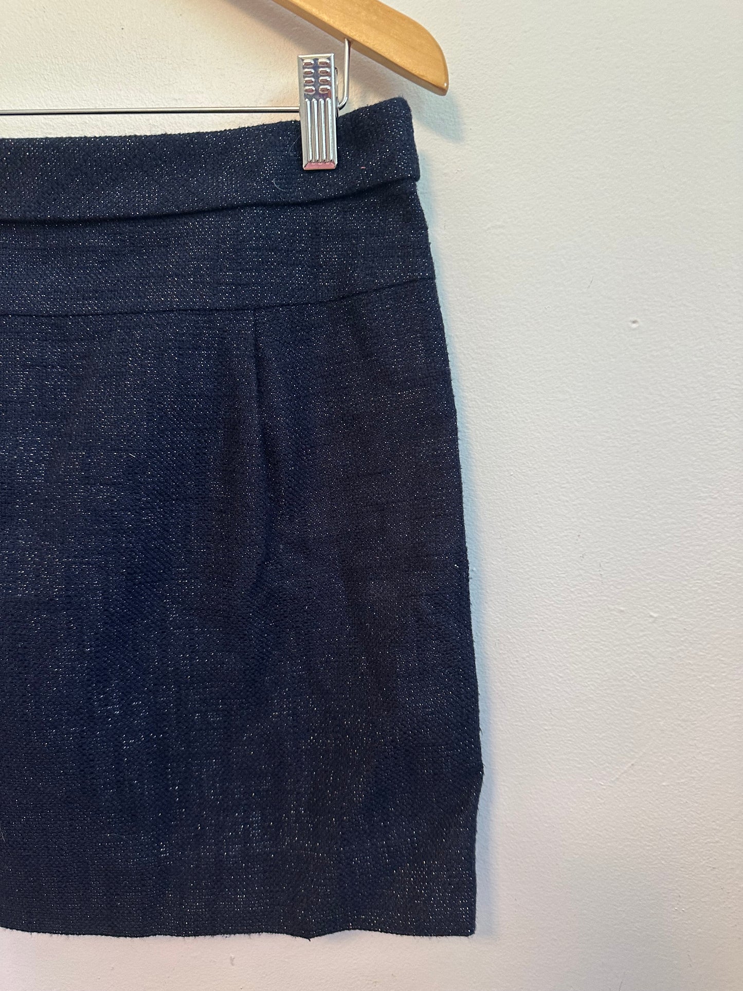 J. Crew Navy Blue Metallic Tweed Cotton Linen Mini Skirt | Size 4