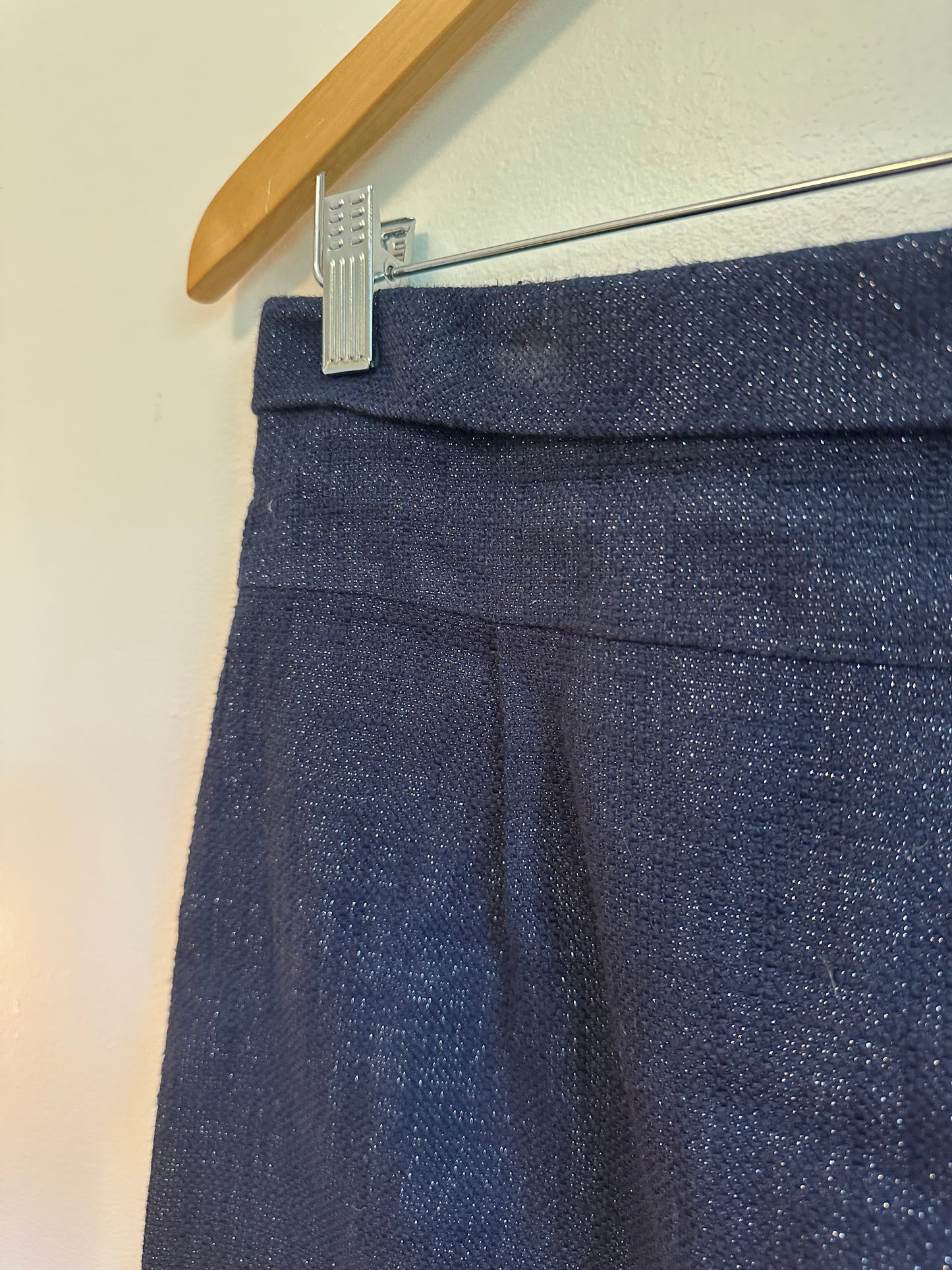 J. Crew Navy Blue Metallic Tweed Cotton Linen Mini Skirt | Size 4