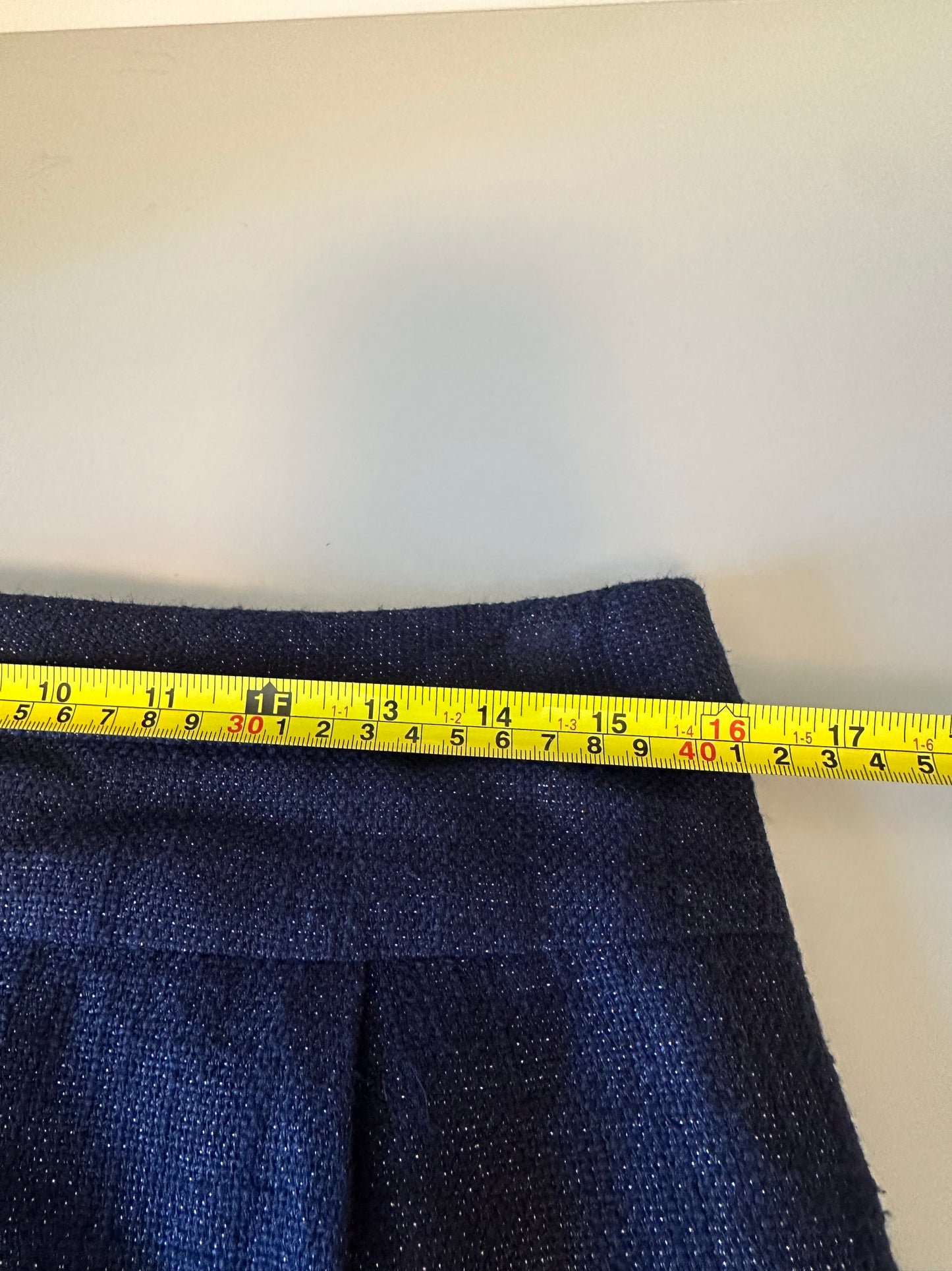 J. Crew Navy Blue Metallic Tweed Cotton Linen Mini Skirt | Size 4