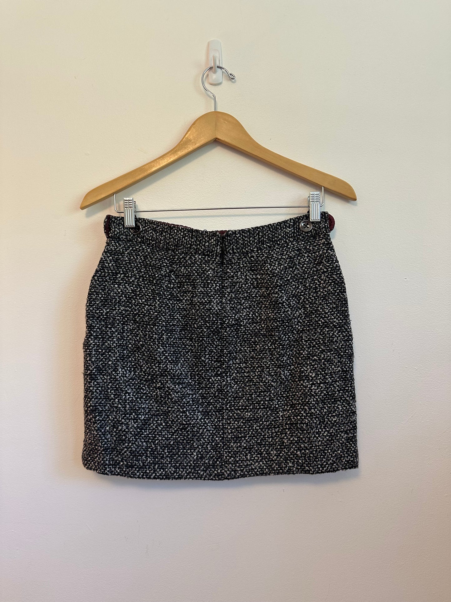 Brooklyn Industries Salt and Pepper Tweed Mini Skirt in Black and Grey | Size 4