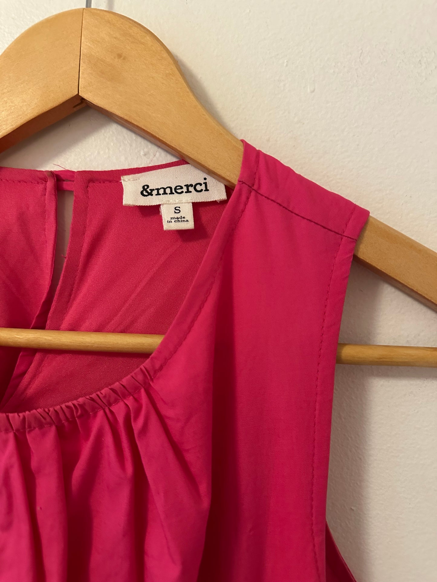 &Merci Hot Pink Cutout Ruffled Cotton Maxi Dress | Size Small