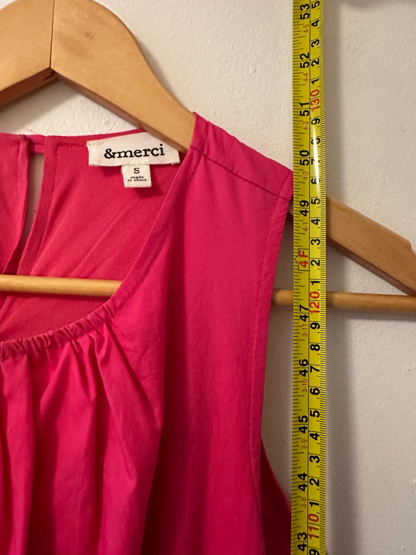 &Merci Hot Pink Cutout Ruffled Cotton Maxi Dress | Size Small