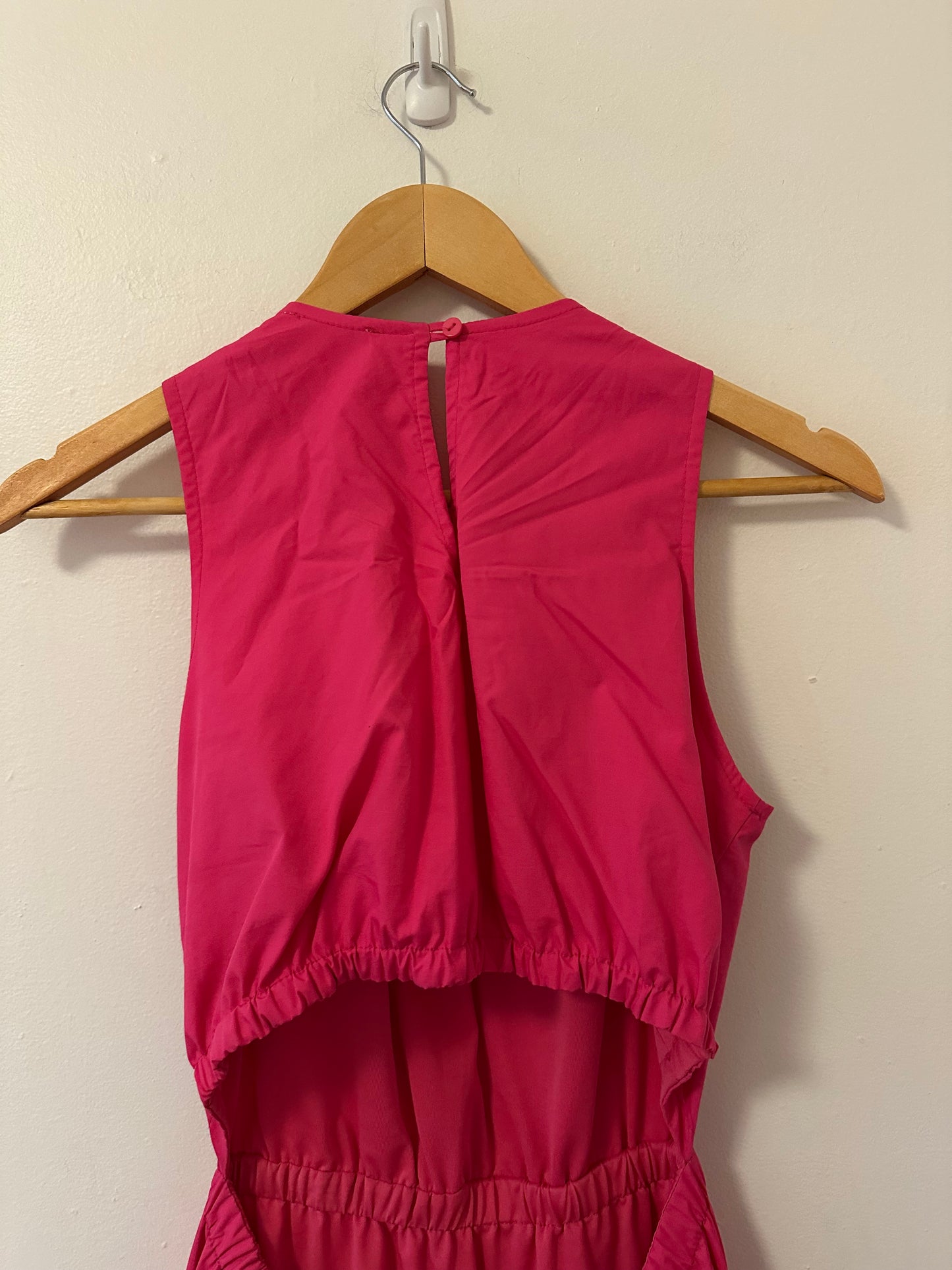 &Merci Hot Pink Cutout Ruffled Cotton Maxi Dress | Size Small