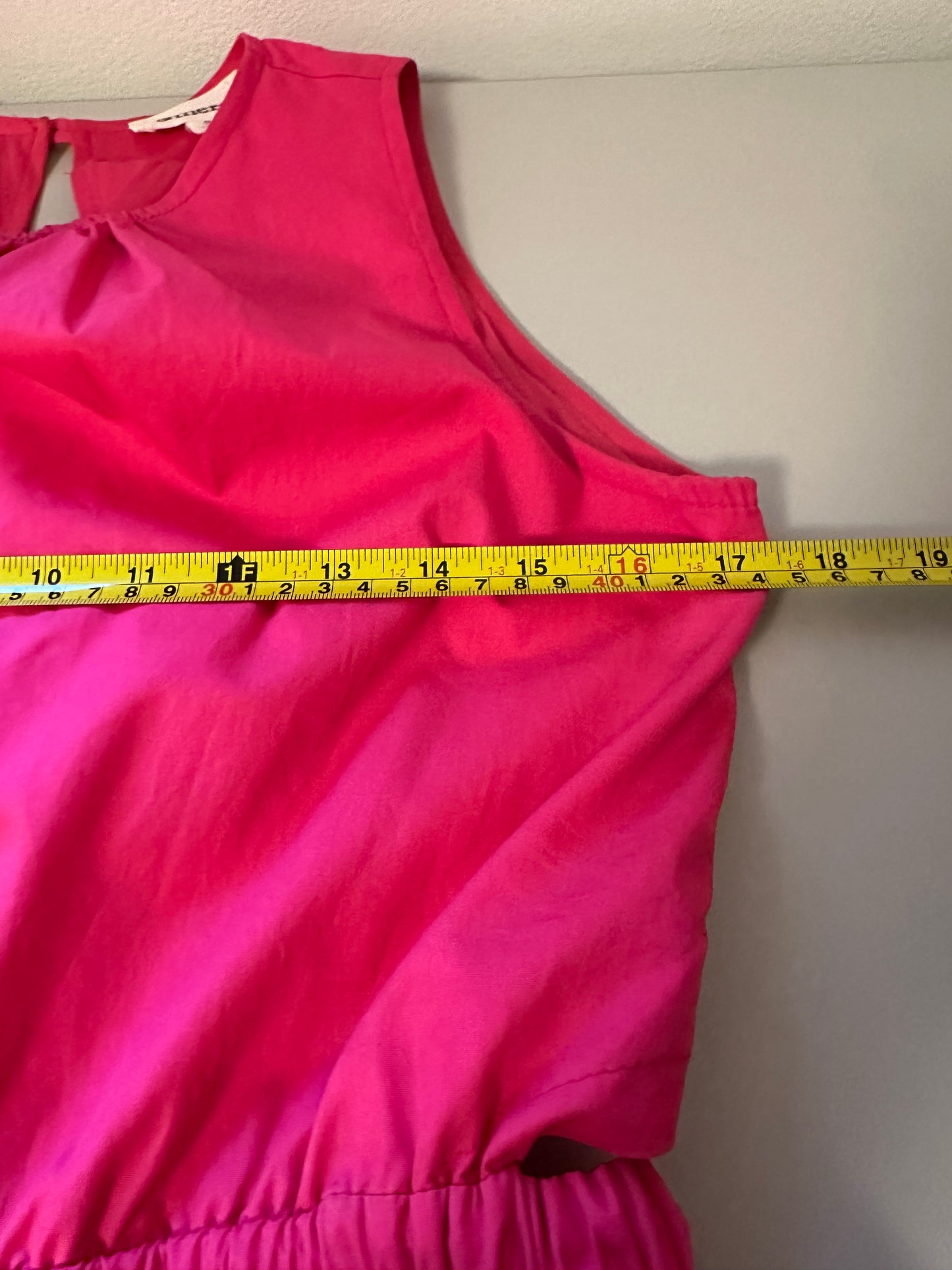 &Merci Hot Pink Cutout Ruffled Cotton Maxi Dress | Size Small