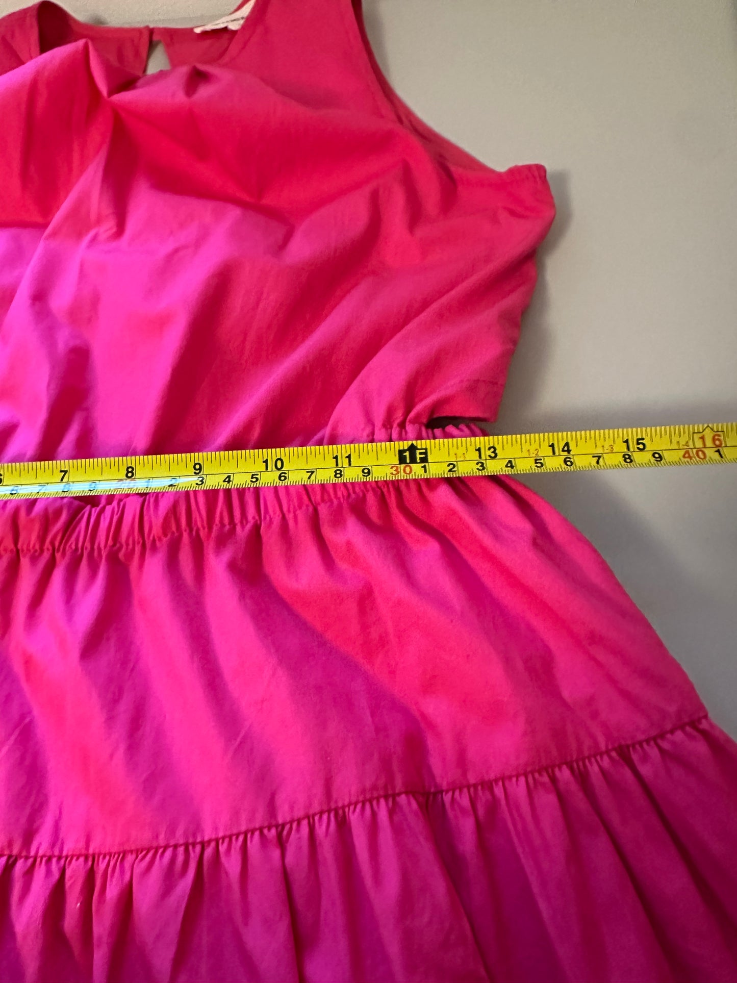&Merci Hot Pink Cutout Ruffled Cotton Maxi Dress | Size Small