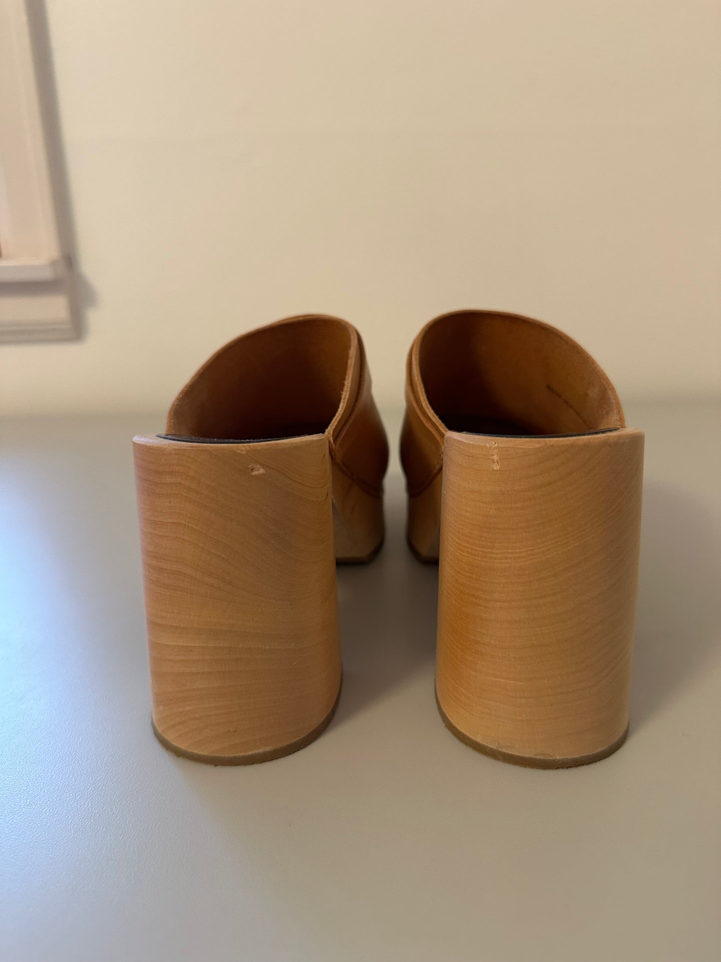 Swedish Hasbeens Husband Ski High Wooden Platform Clogs | Size 40
