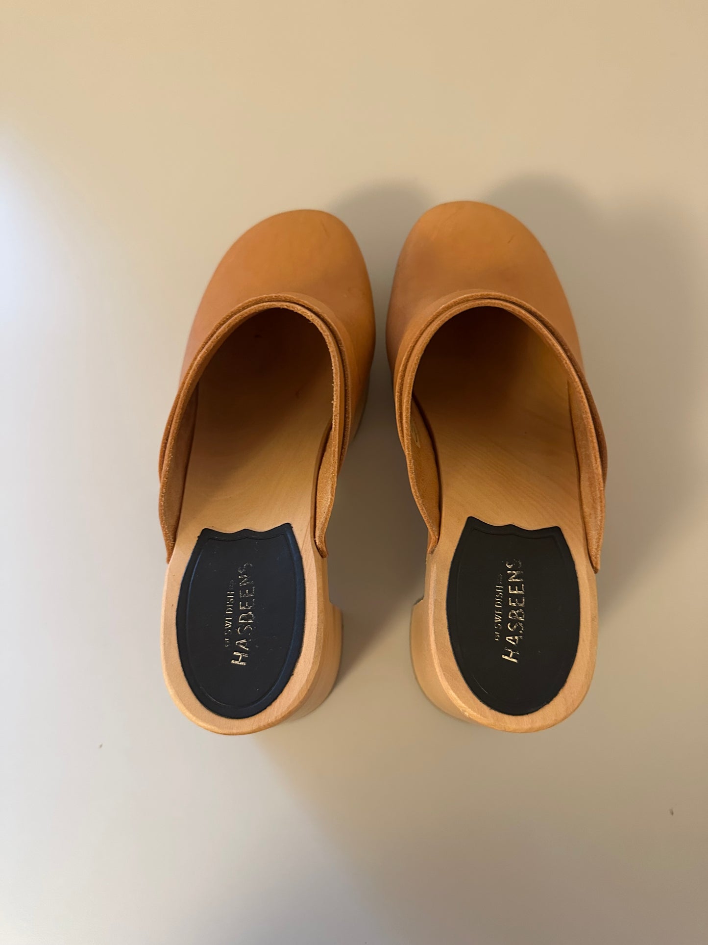 Swedish Hasbeens Husband Ski High Wooden Platform Clogs | Size 40