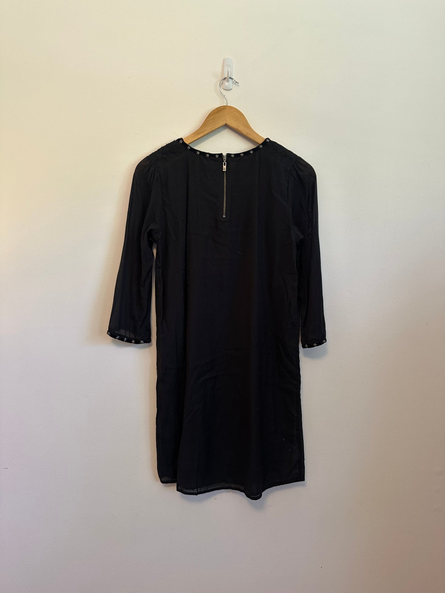 Maison Scotch Black Star Studded Embroidered Shift Dress | Size 1 (Small)
