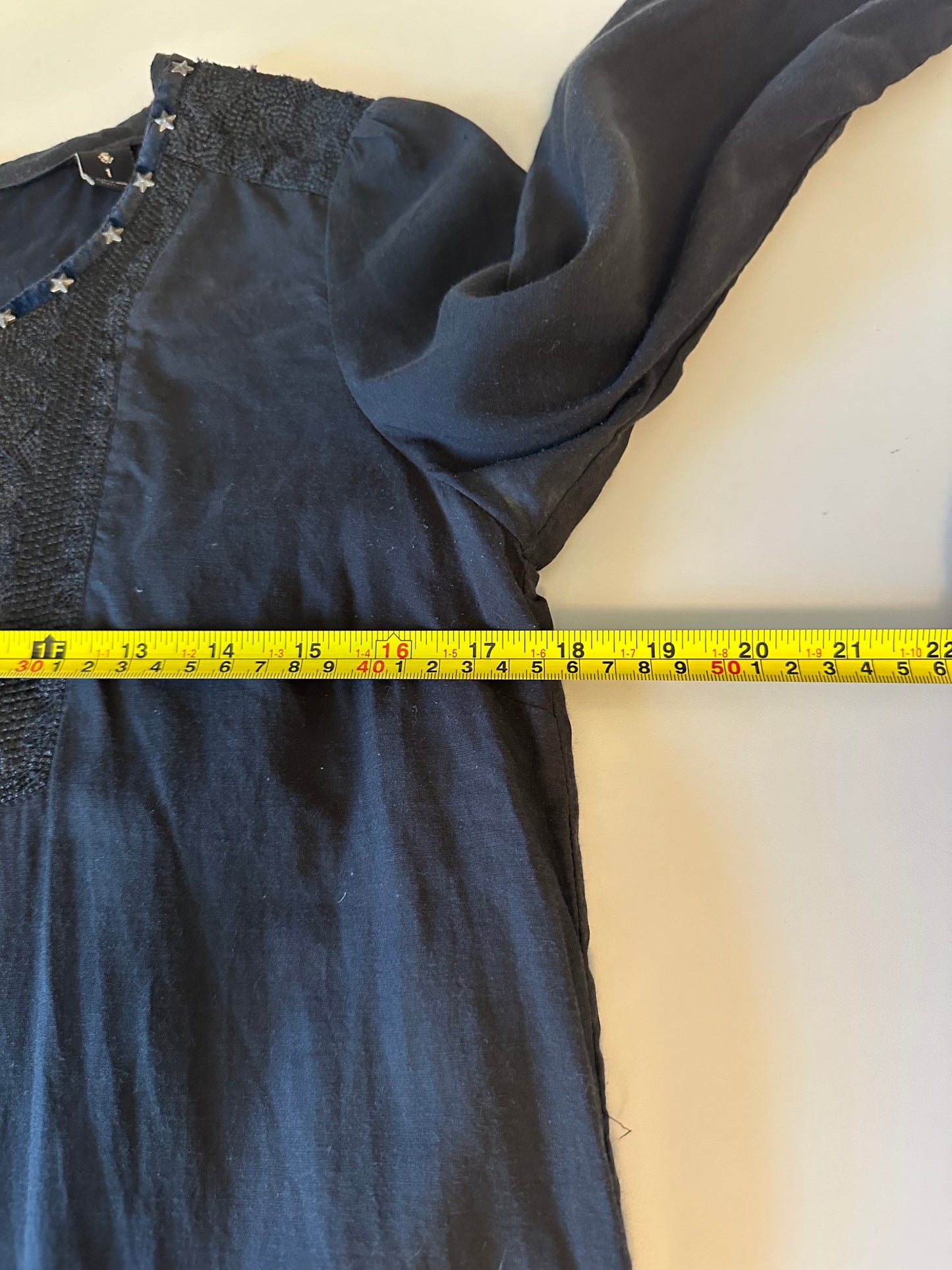Maison Scotch Black Star Studded Embroidered Shift Dress | Size 1 (Small)