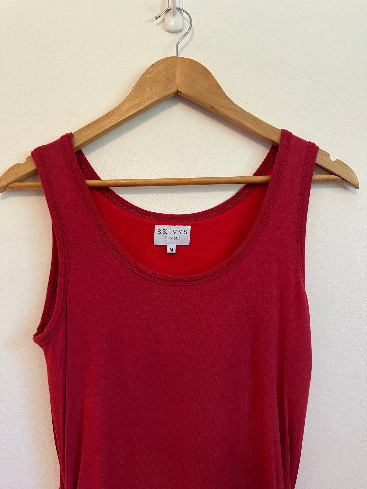 Skivys Femme Red Ruched Bodycon Tank Dress | Size Medium