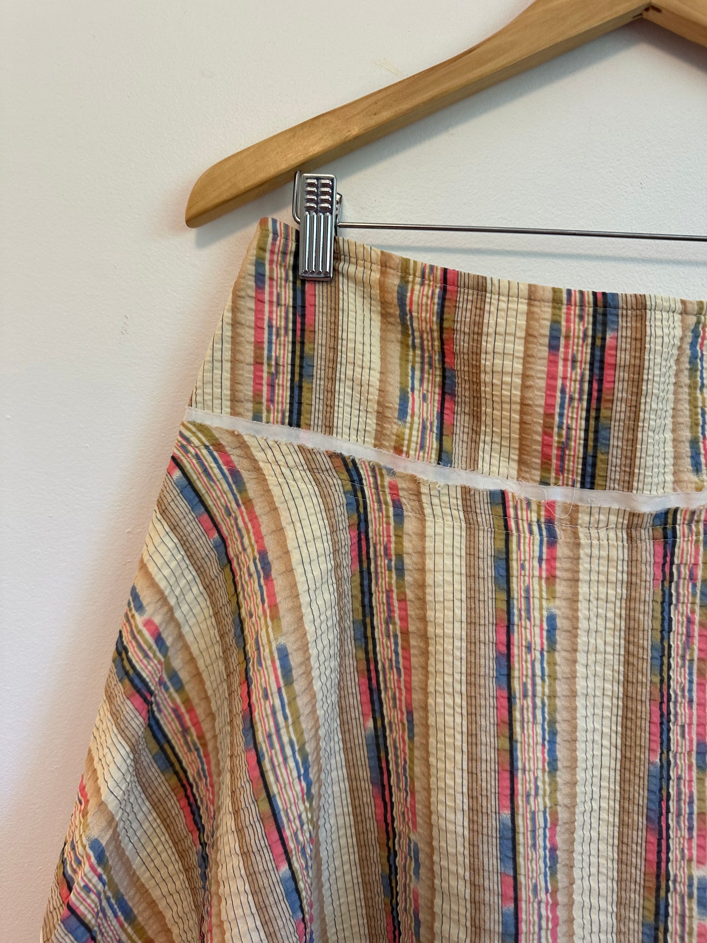 Free People Striped A-Line Multi Color Textured Cotton Skirt | Size 6
