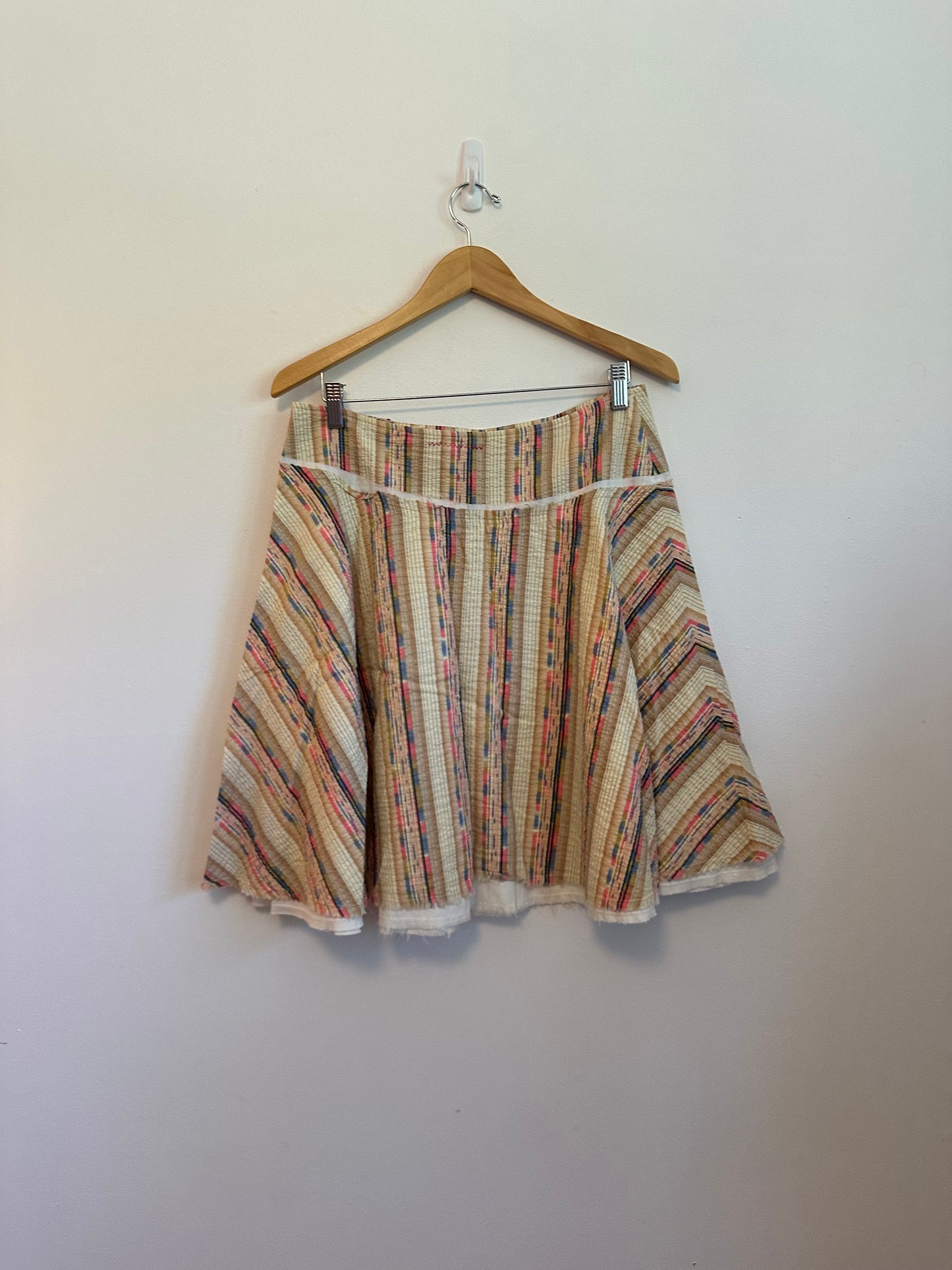Free People Striped A-Line Multi Color Textured Cotton Skirt | Size 6