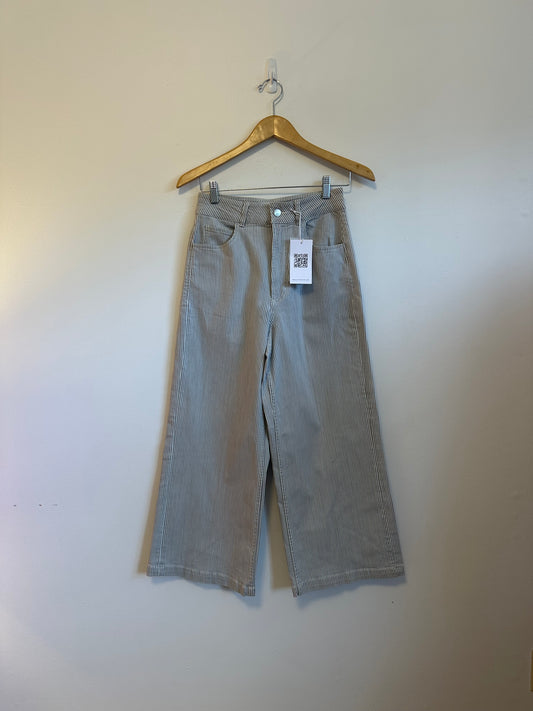 Dear John Denim NWT Audrey Wide Leg Jean in Railroad Gray Stripe | Size 26